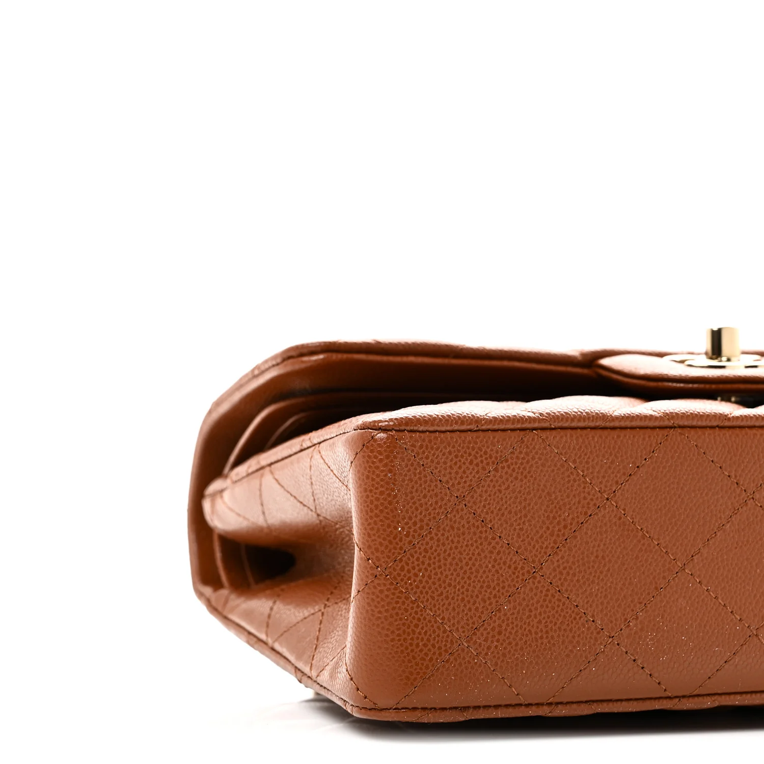Caviar Quilted Small Double Flap Light Brown - Image 9