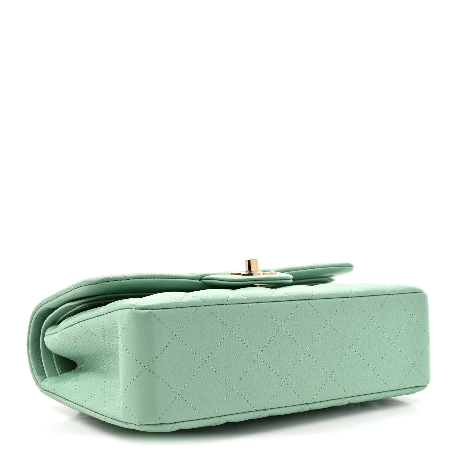 Caviar Quilted Small Double Flap Light Green - Image 4