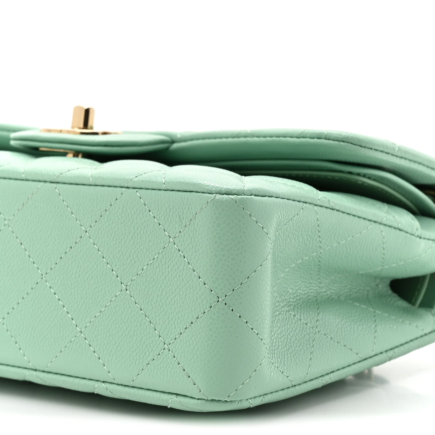 Caviar Quilted Small Double Flap Light Green - Image 9