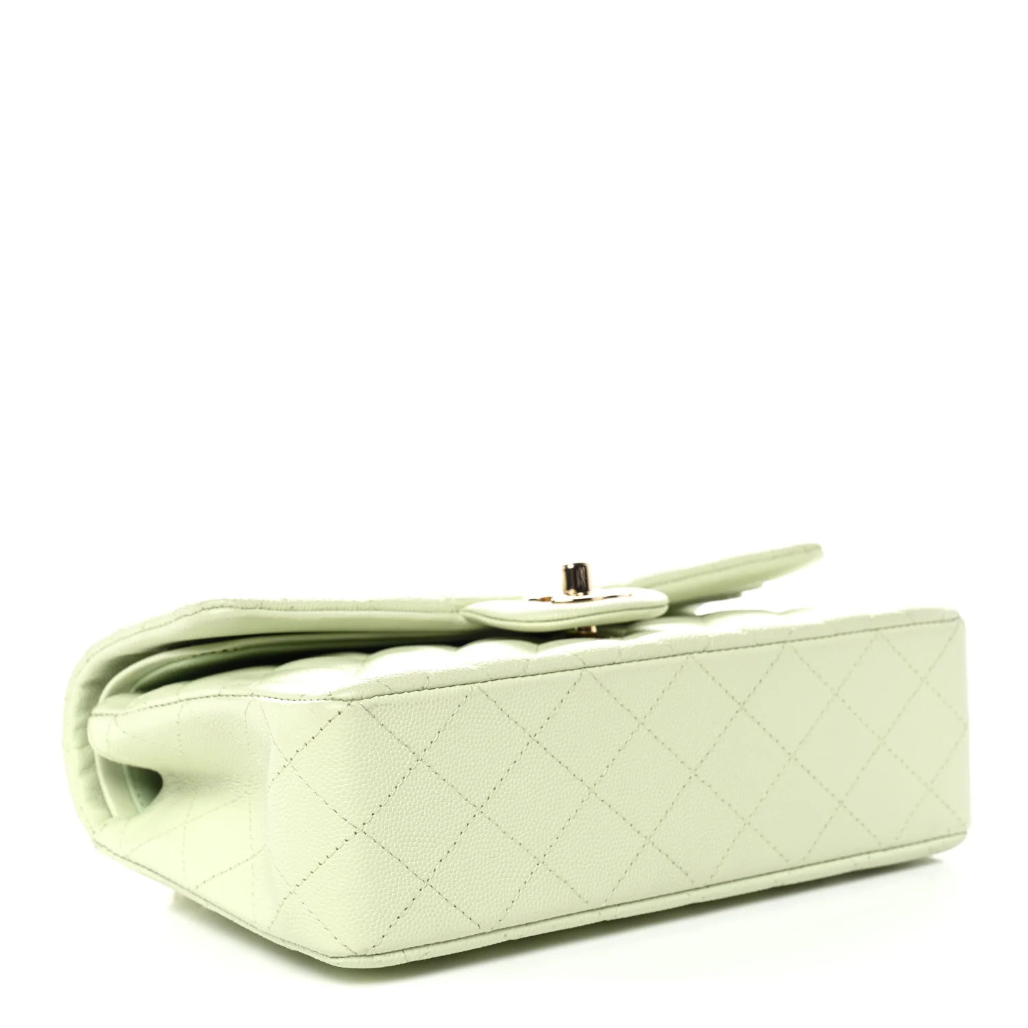 Caviar Quilted Small Double Flap Light Green - Image 4