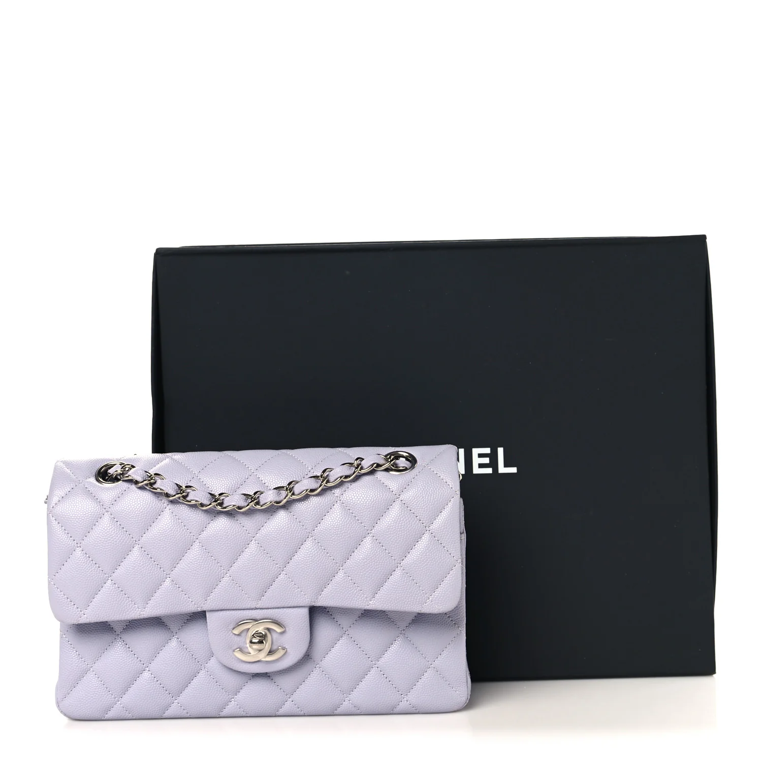 Caviar Quilted Small Double Flap Light Purple - Image 11