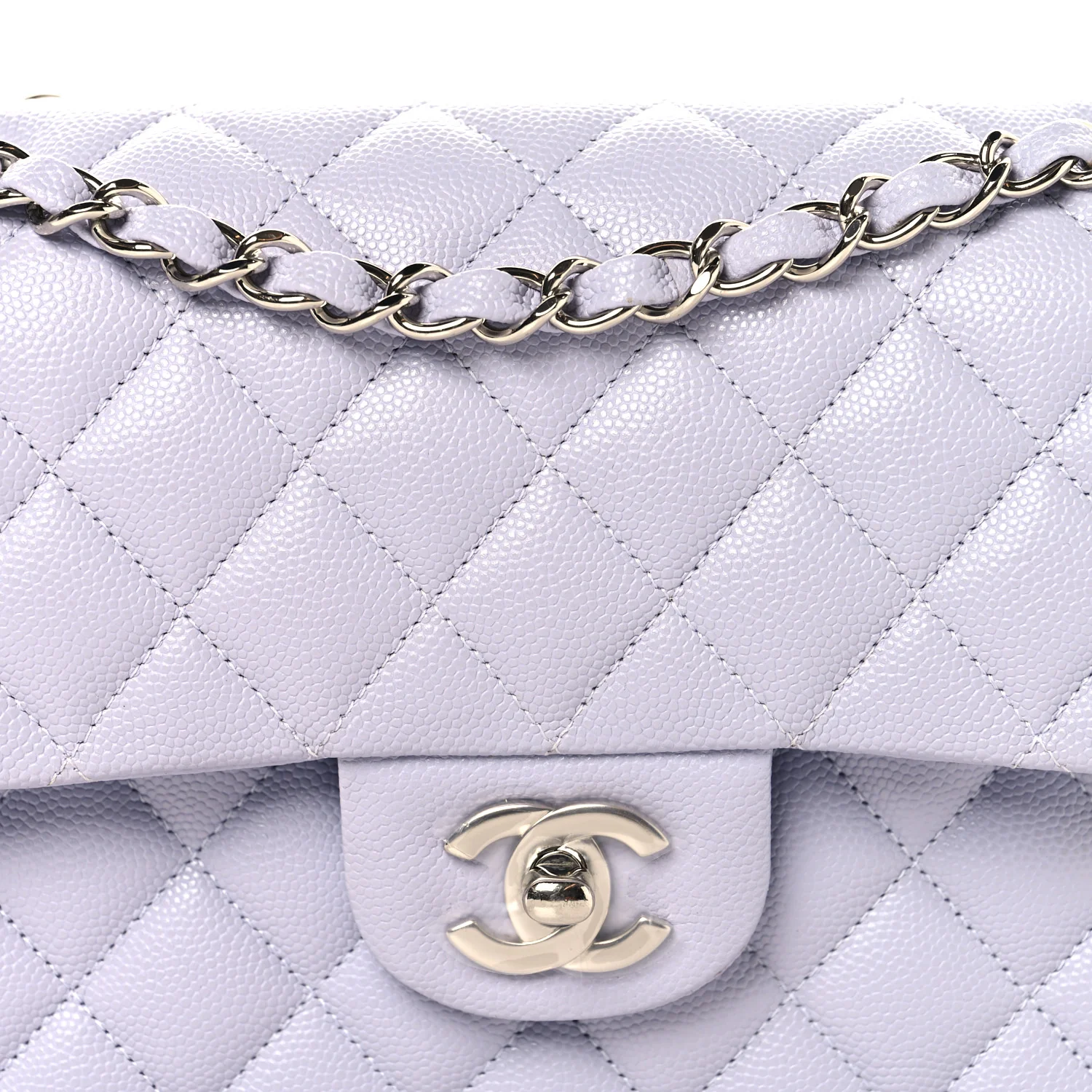 Caviar Quilted Small Double Flap Light Purple - Image 8
