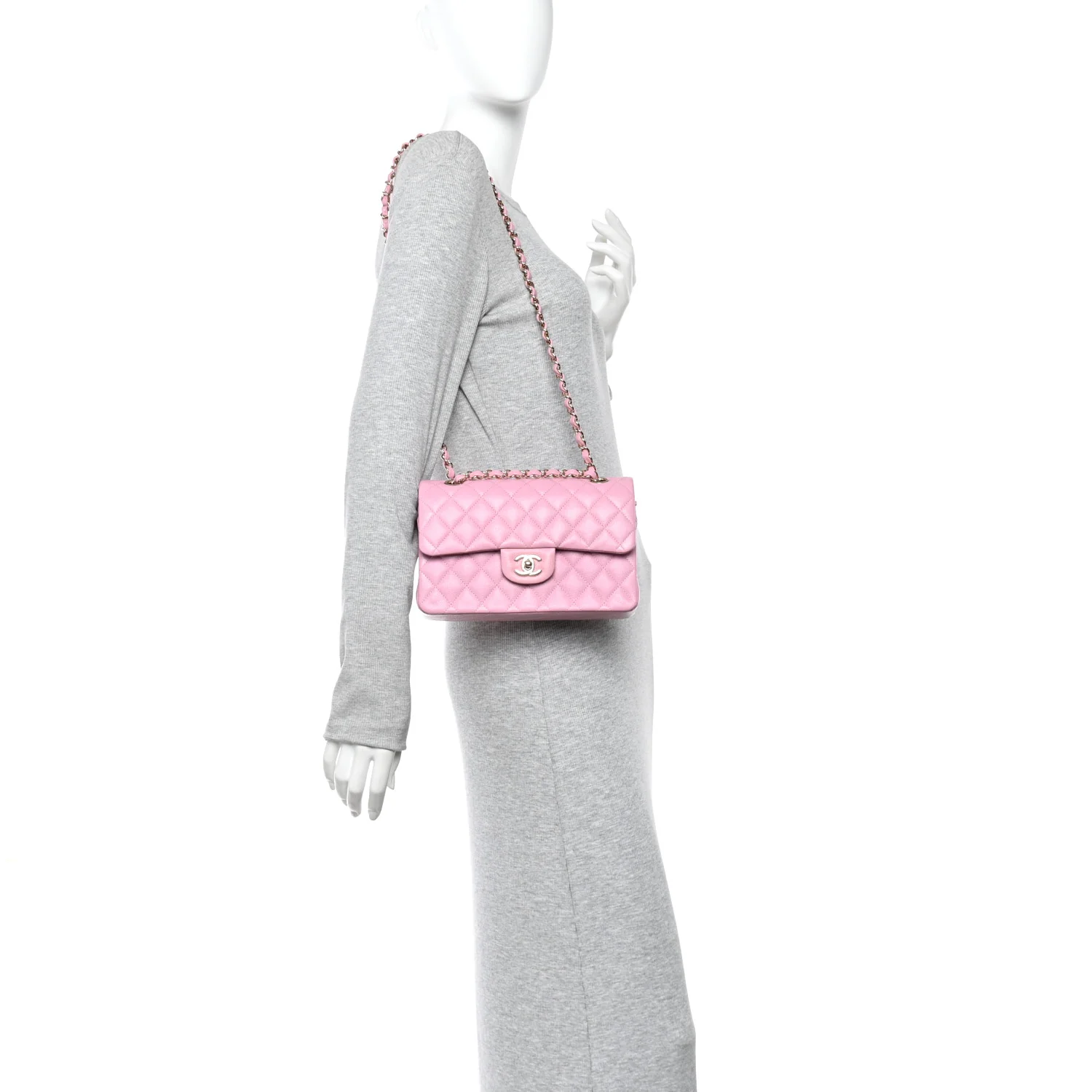 Caviar Quilted Small Double Flap Pink - Image 2