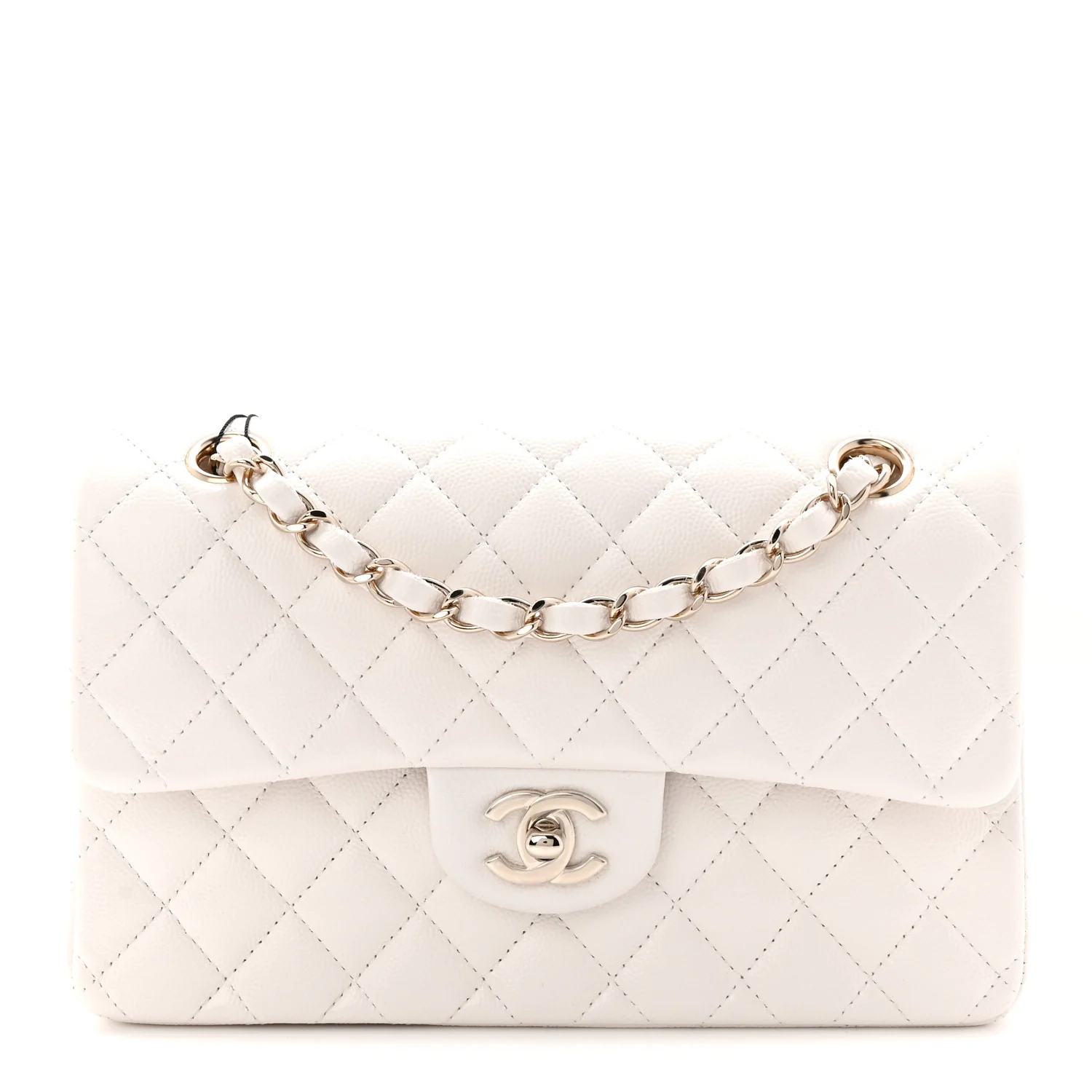Caviar Quilted Small Double Flap White