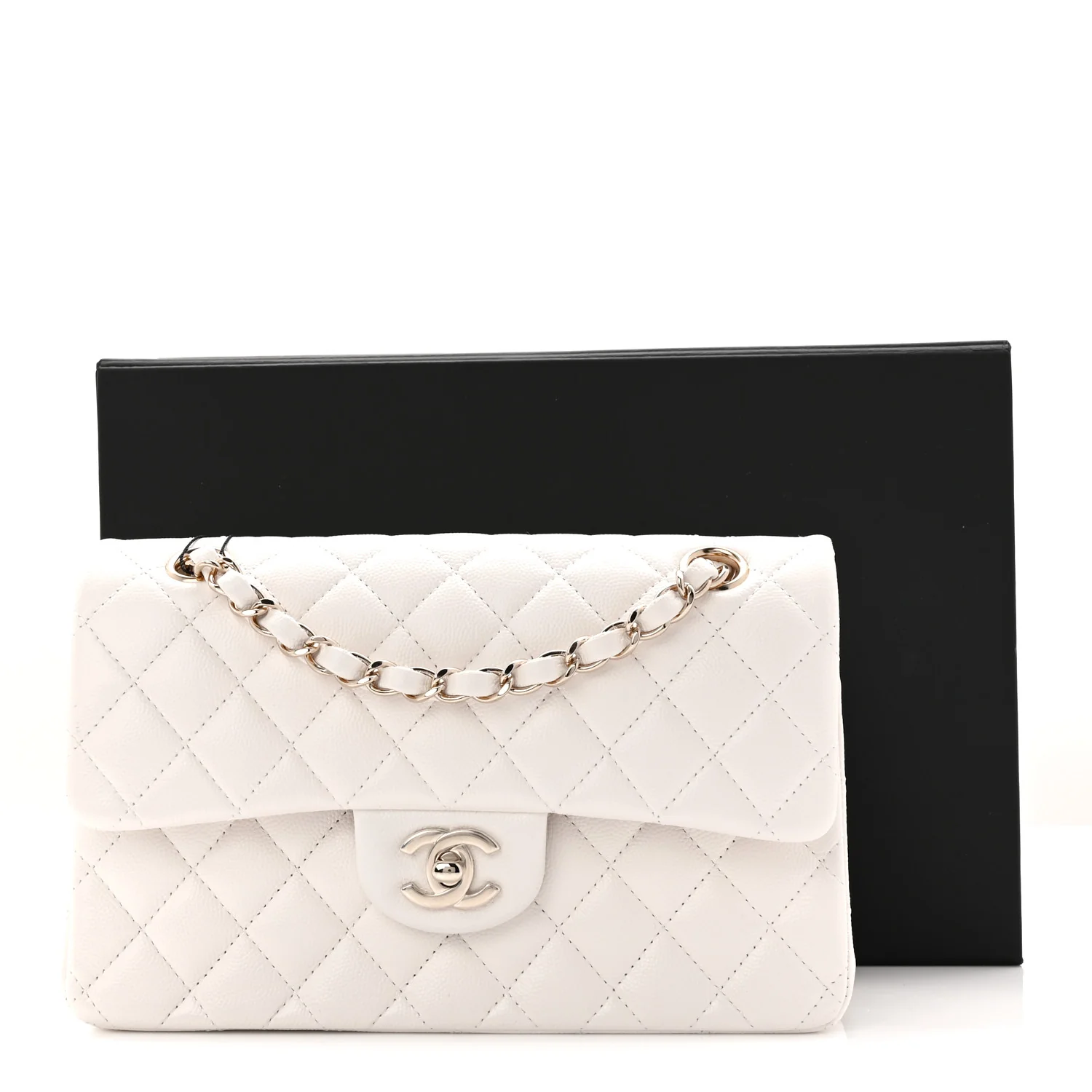 Caviar Quilted Small Double Flap White - Image 11