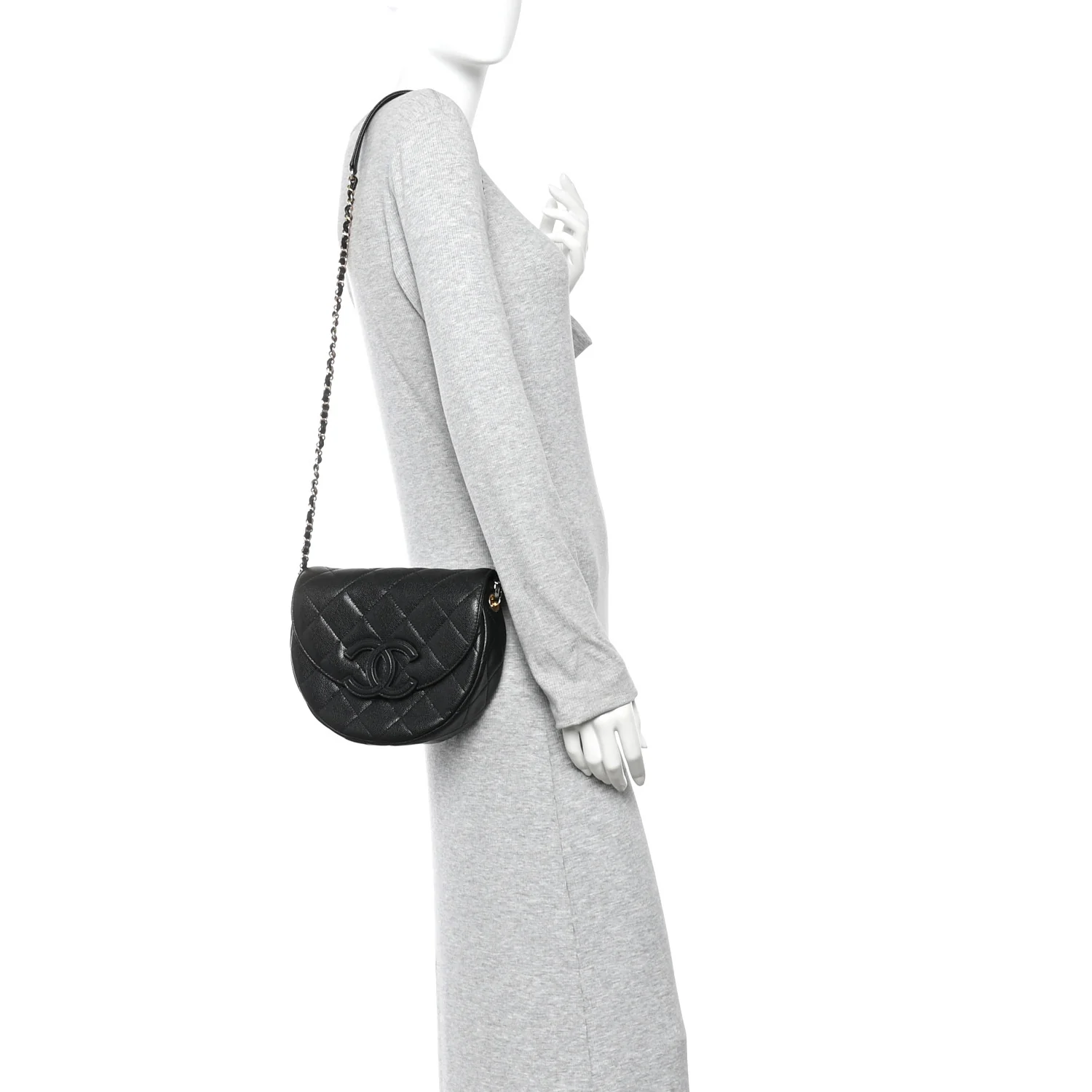 Caviar Quilted Small Messenger Flap Black - Image 2