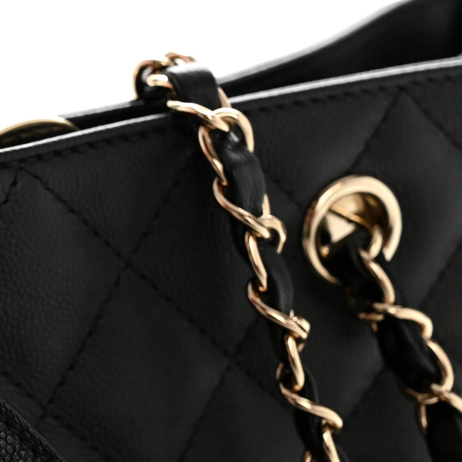 Caviar Quilted Small Shopping Tote Black - Image 13