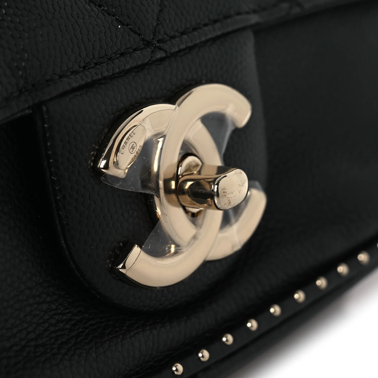 Caviar Quilted Small Studded Flap Black - Image 11