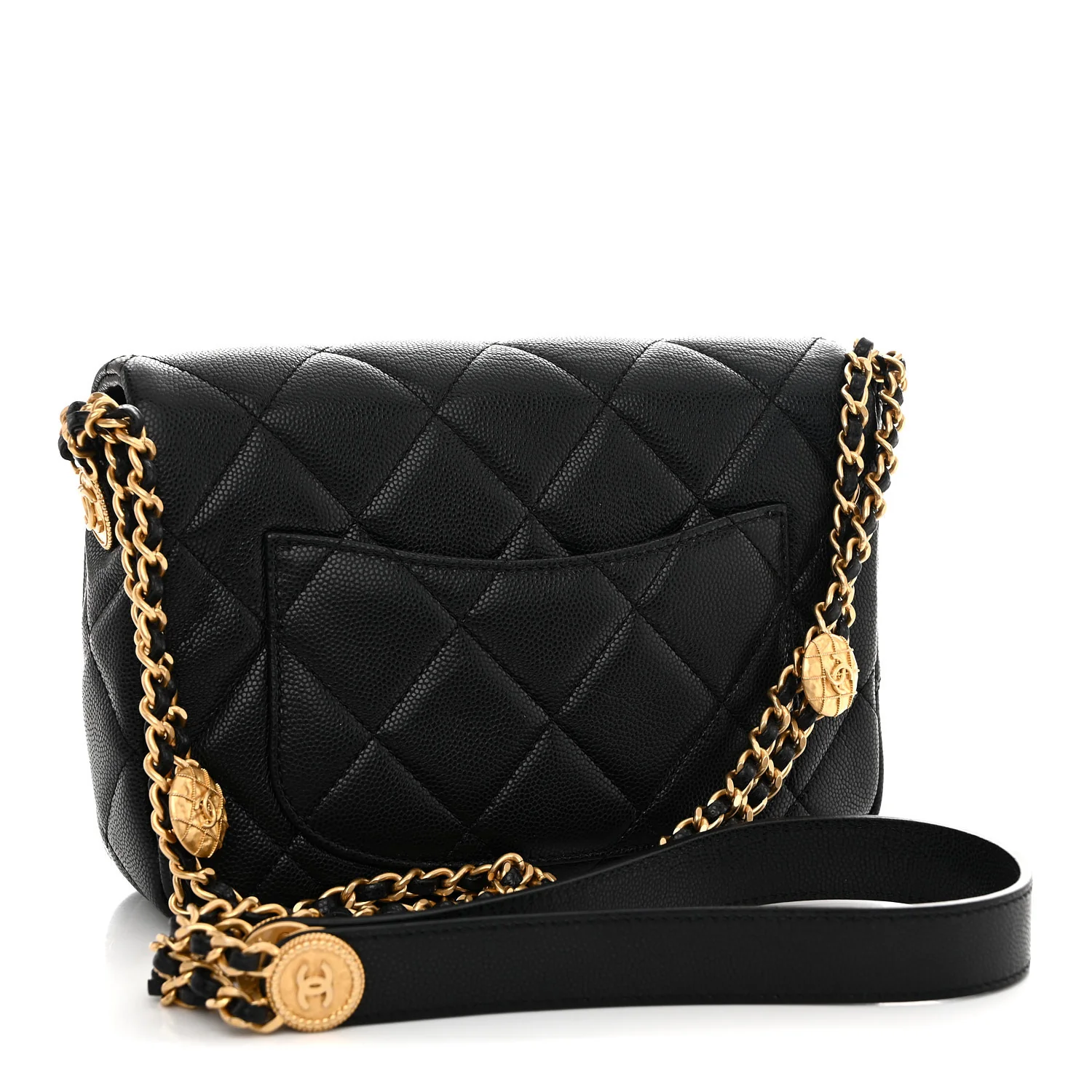 Caviar Quilted Small Twist Your Buttons Flap Black - Image 3