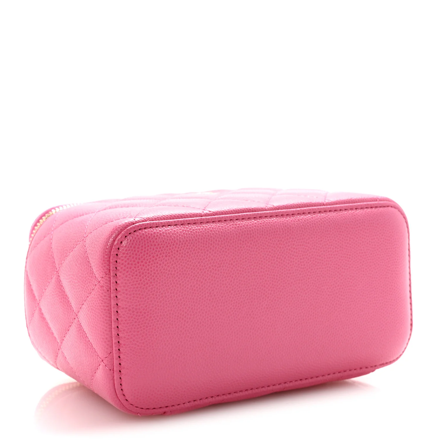 Caviar Quilted Small Vanity Case With Chain Pink - Image 4