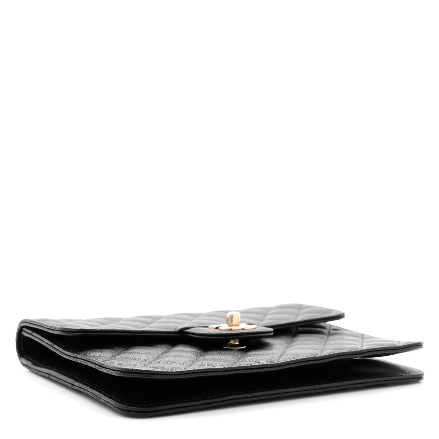 Caviar Quilted Square Flap Clutch Black - Image 4