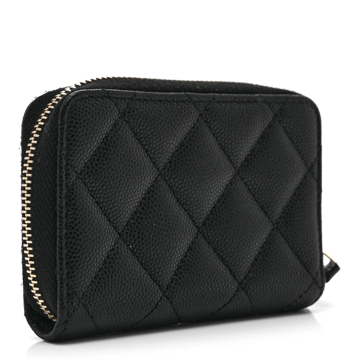 Caviar Quilted Striated CC Zip Coin Purse Black - Image 3