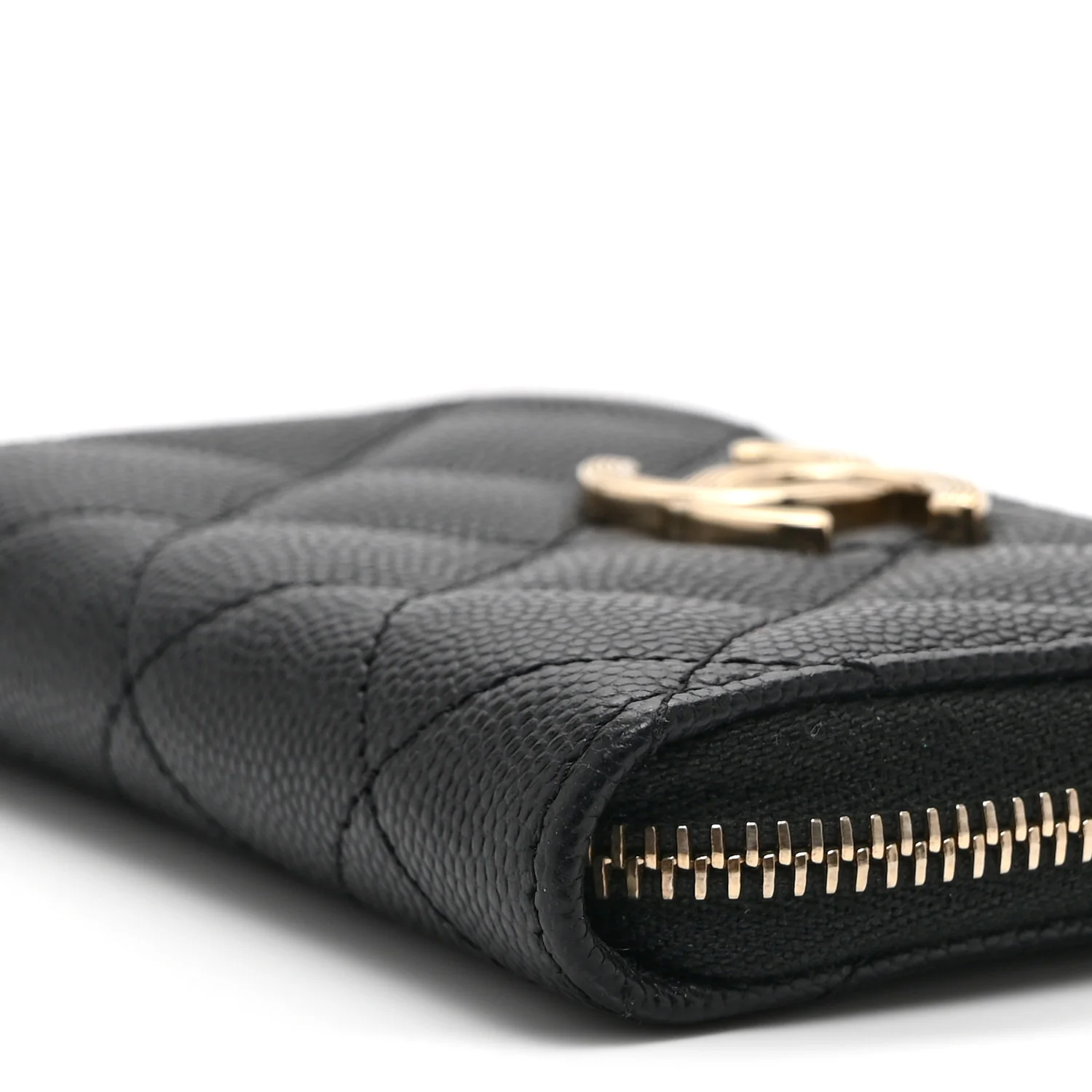 Caviar Quilted Striated CC Zip Coin Purse Black - Image 9