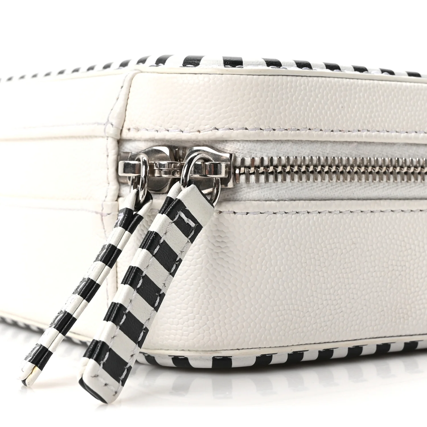 Caviar Quilted Striped Small CC Filigree Vanity Case White Black - Image 10