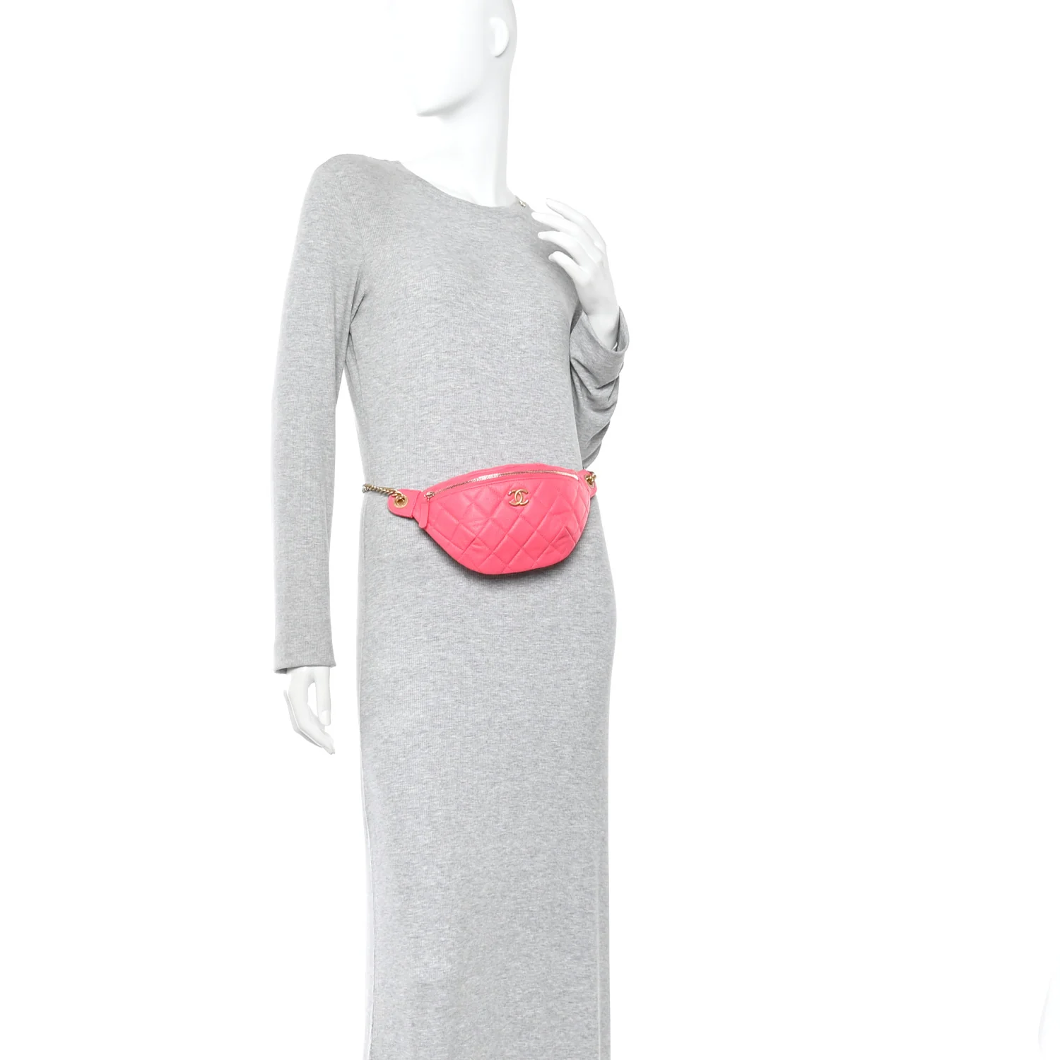 Caviar Quilted Sweetheart Belt Bag Fuchsia - Image 2