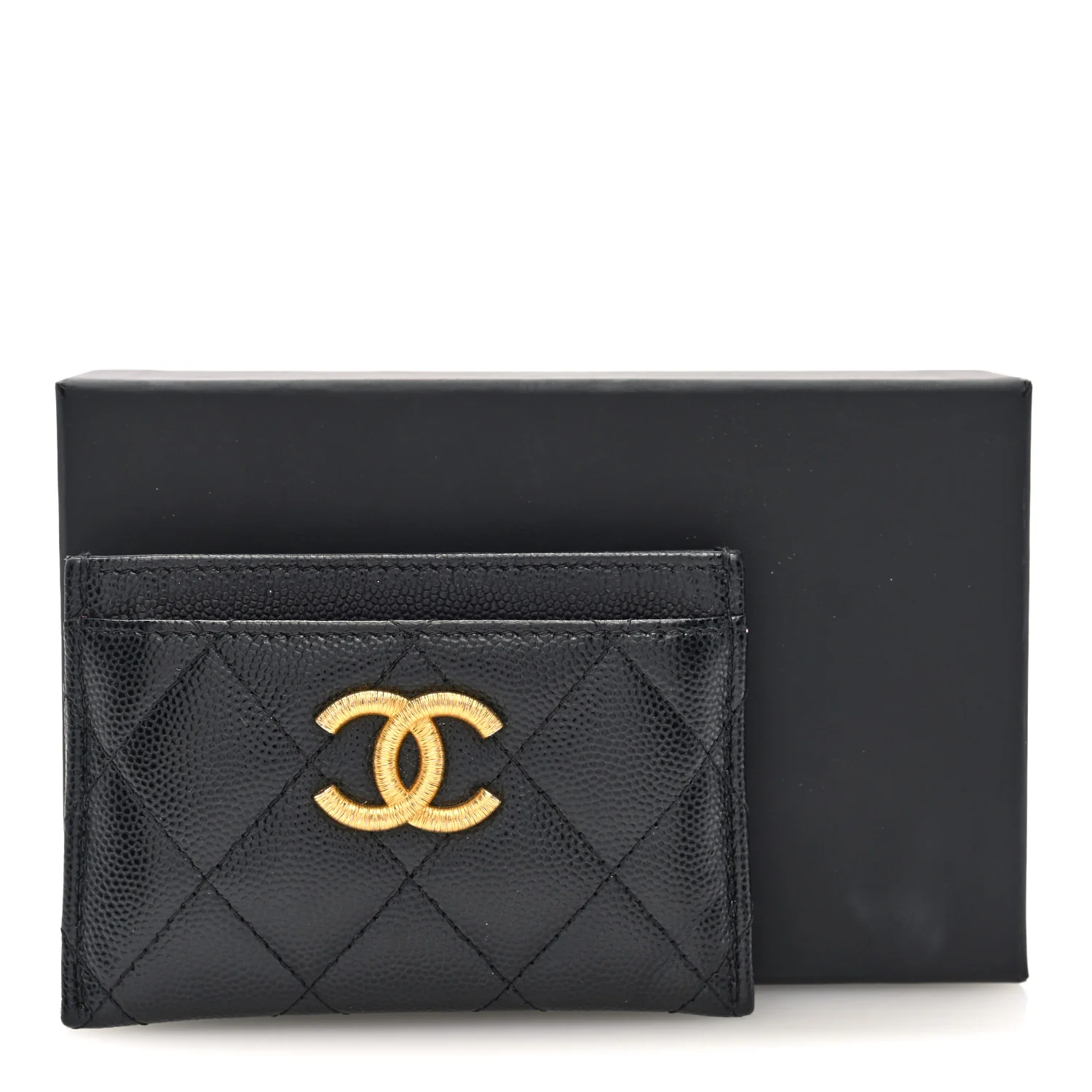 Caviar Quilted Textured CC Card Holder Black - Image 8