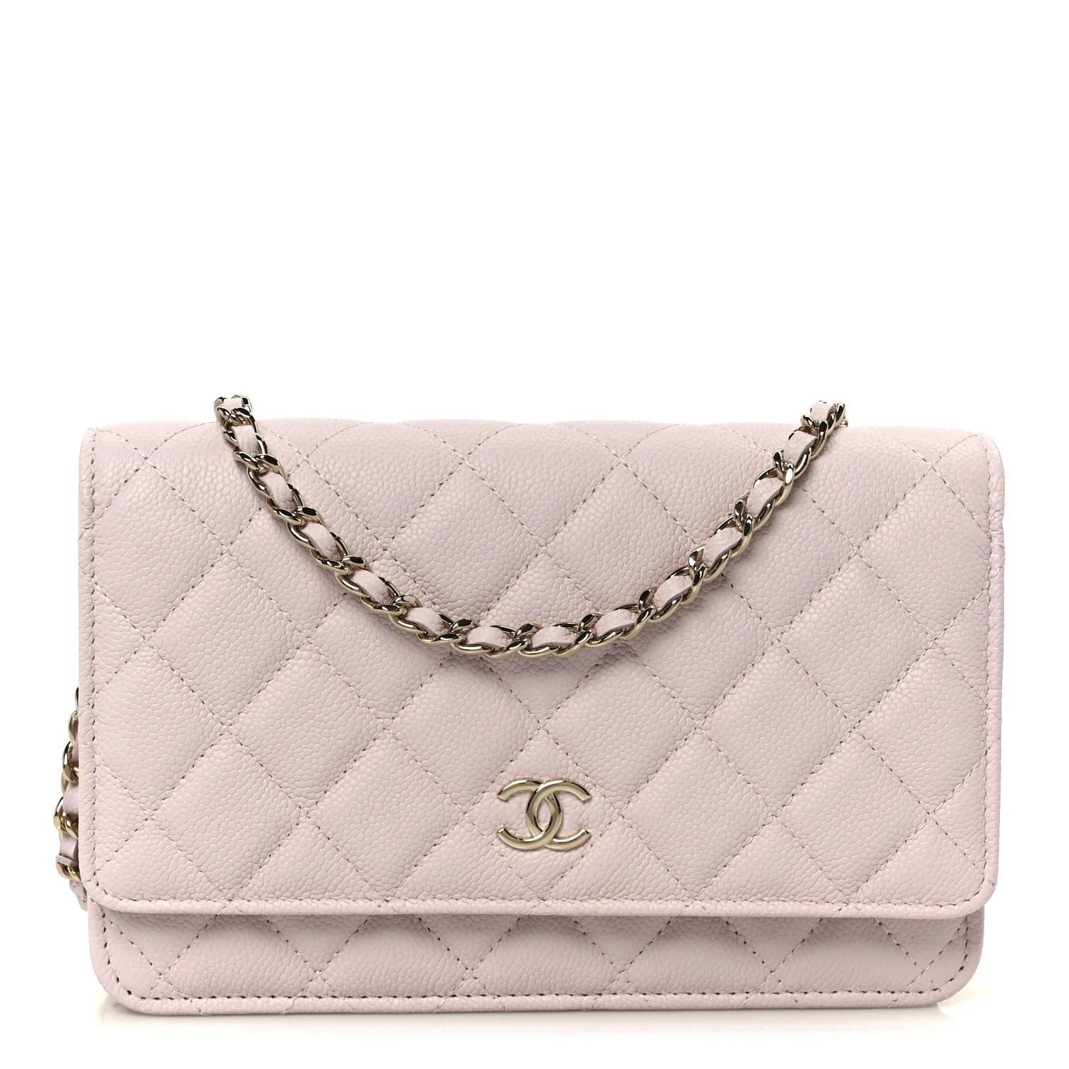 Caviar Quilted Tiny CC Wallet On Chain WOC Light Pink