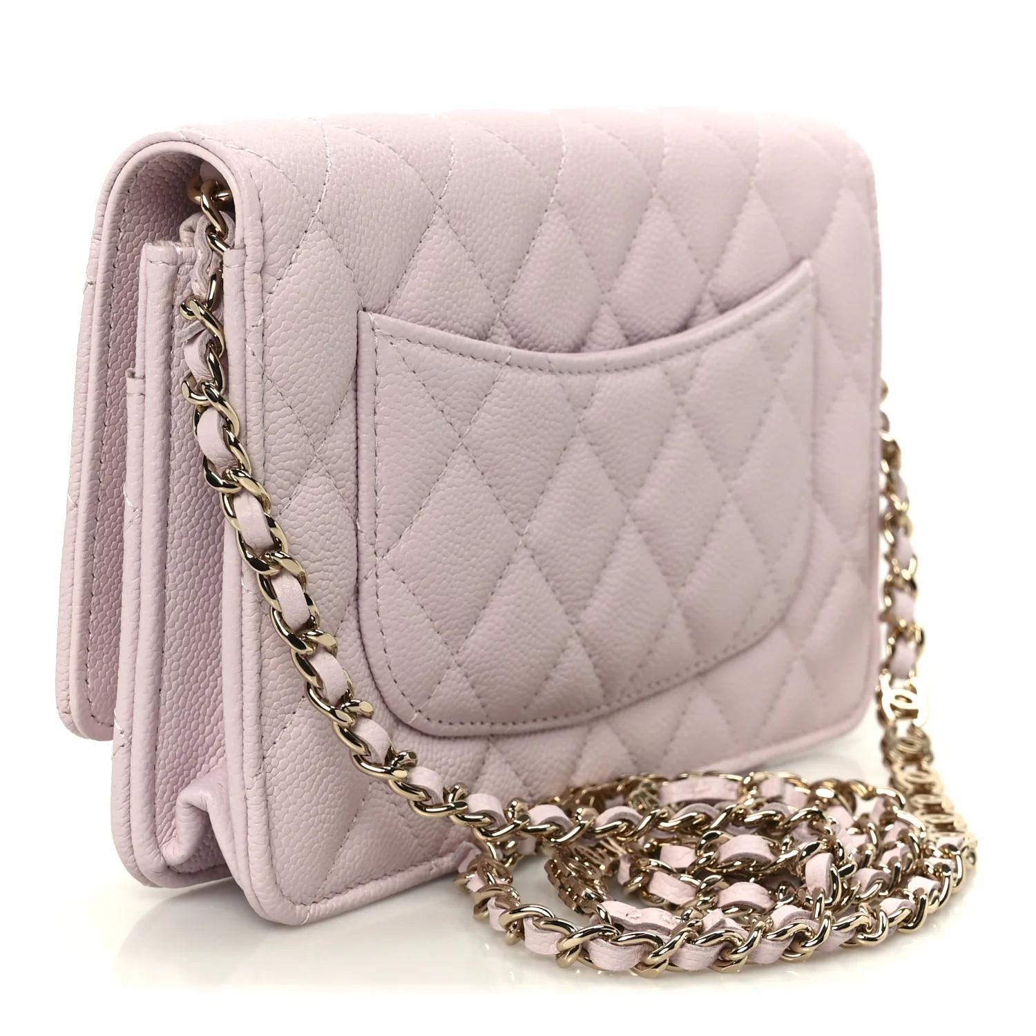 Caviar Quilted Tiny CC Wallet On Chain WOC Light Pink - Image 3