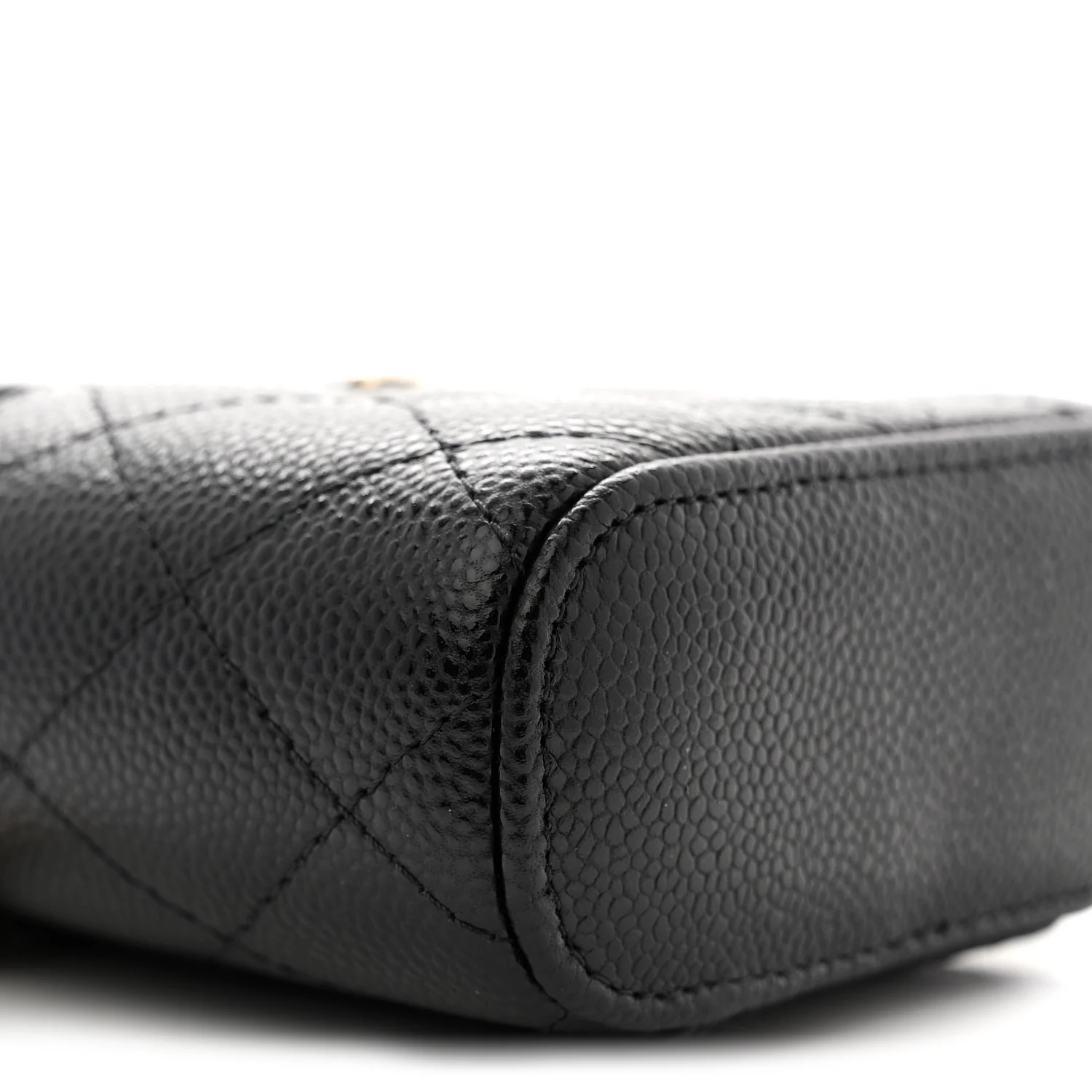 Caviar Quilted Top Handle Mini Vanity Case With Chain Black - Image 9