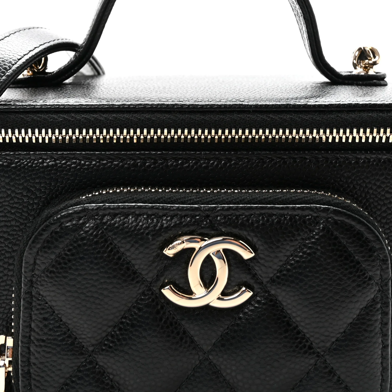 Caviar Quilted Top Handle Pocket Vanity Case Black - Image 8