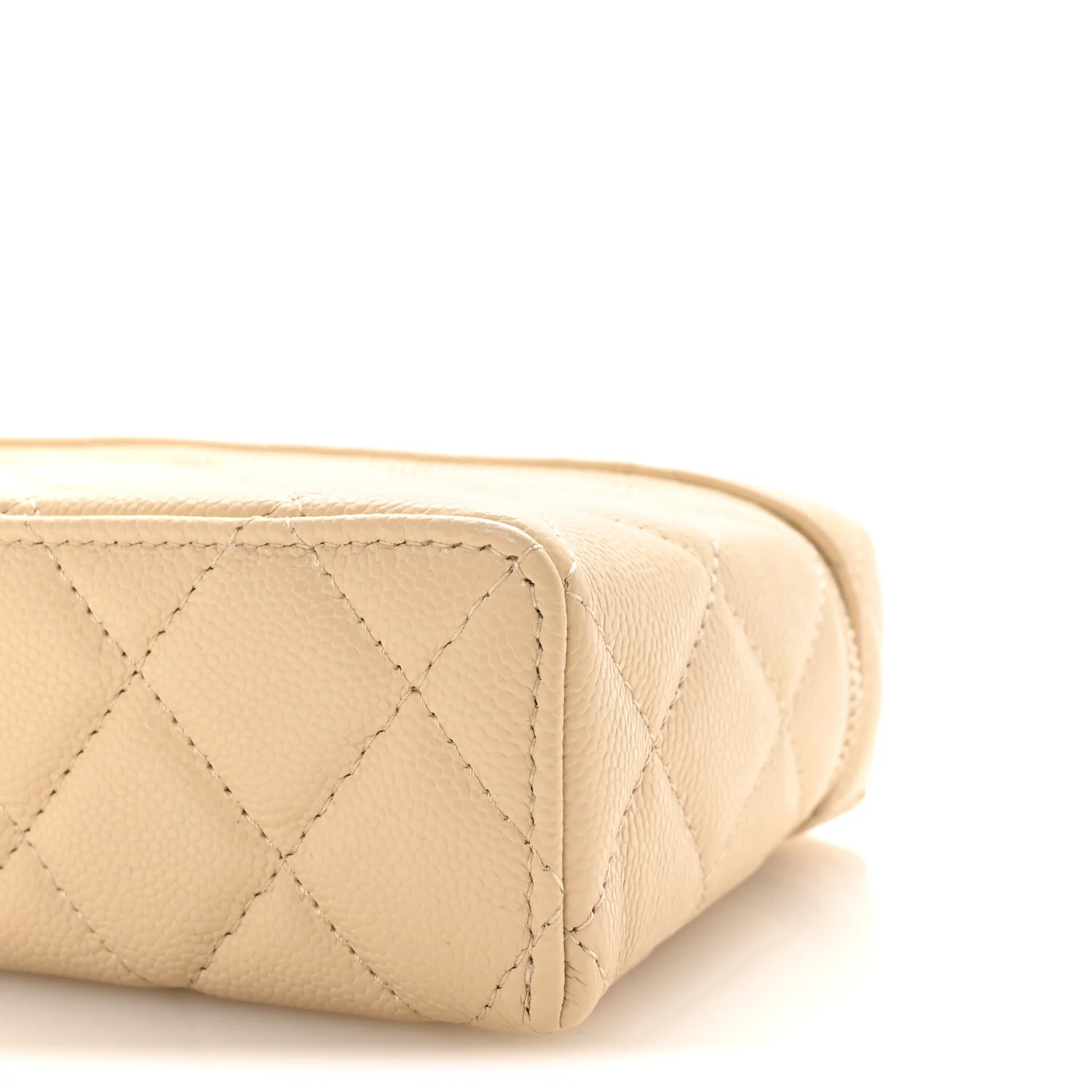 Caviar Quilted Top Handle Slim Vanity With Chain Beige - Image 10
