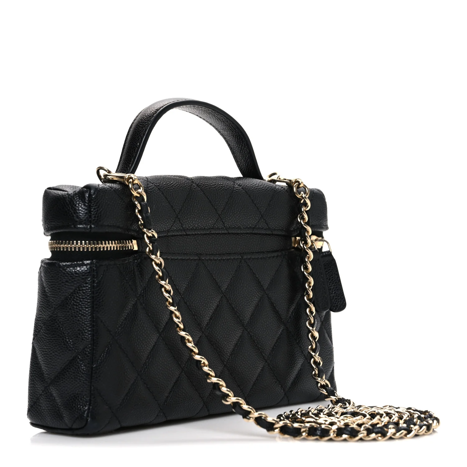 Caviar Quilted Top Handle Slim Vanity With Chain Black - Image 3