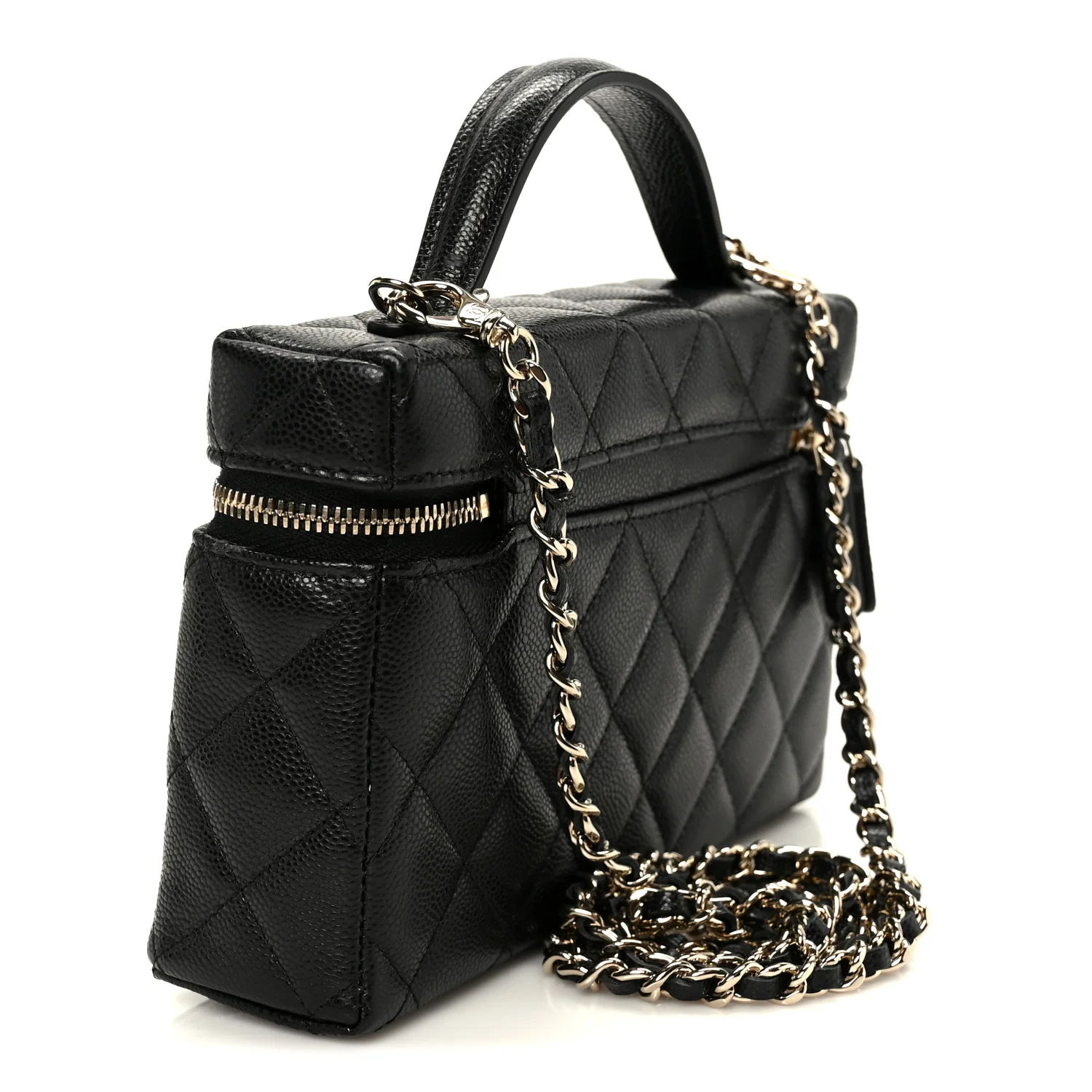 Caviar Quilted Top Handle Slim Vanity With Chain Black - Image 3