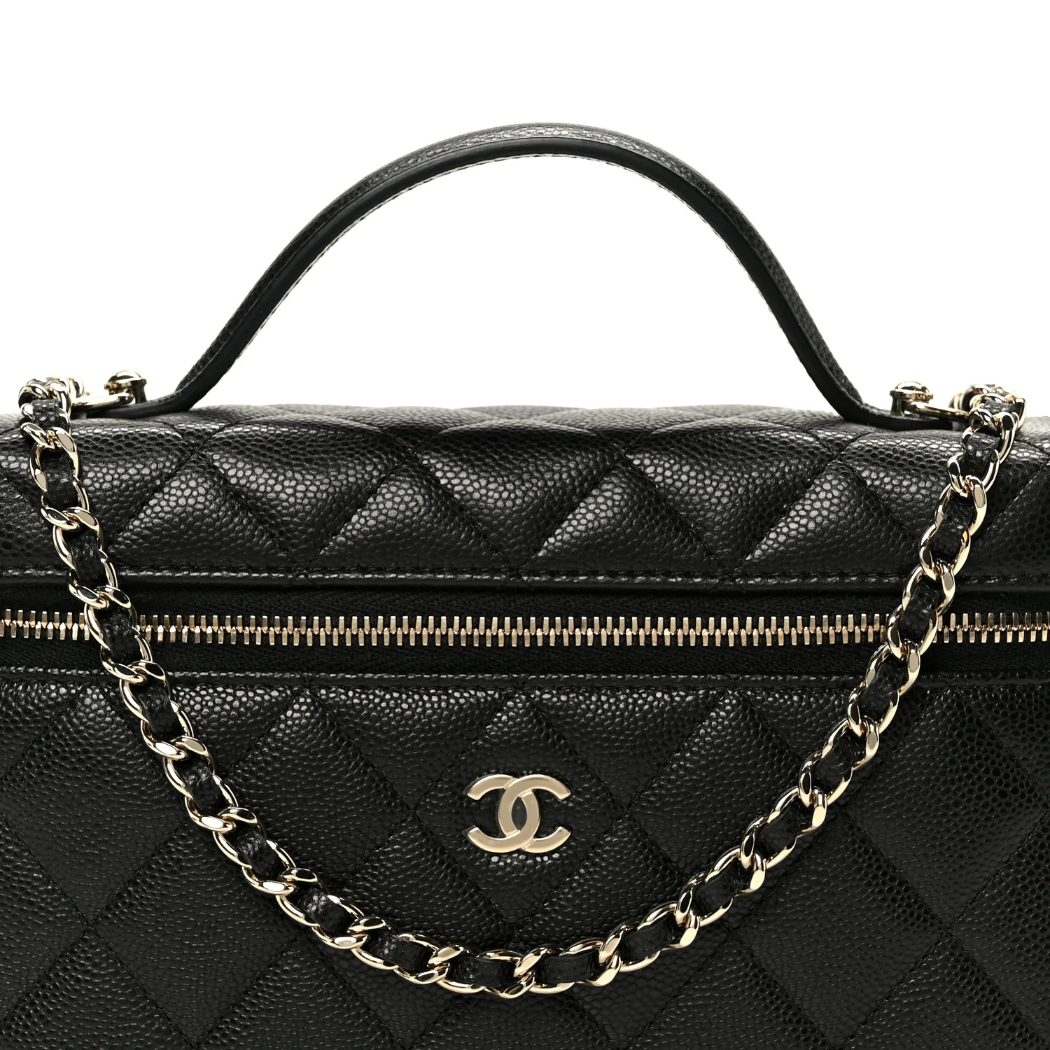 Caviar Quilted Top Handle Slim Vanity With Chain Black - Image 8