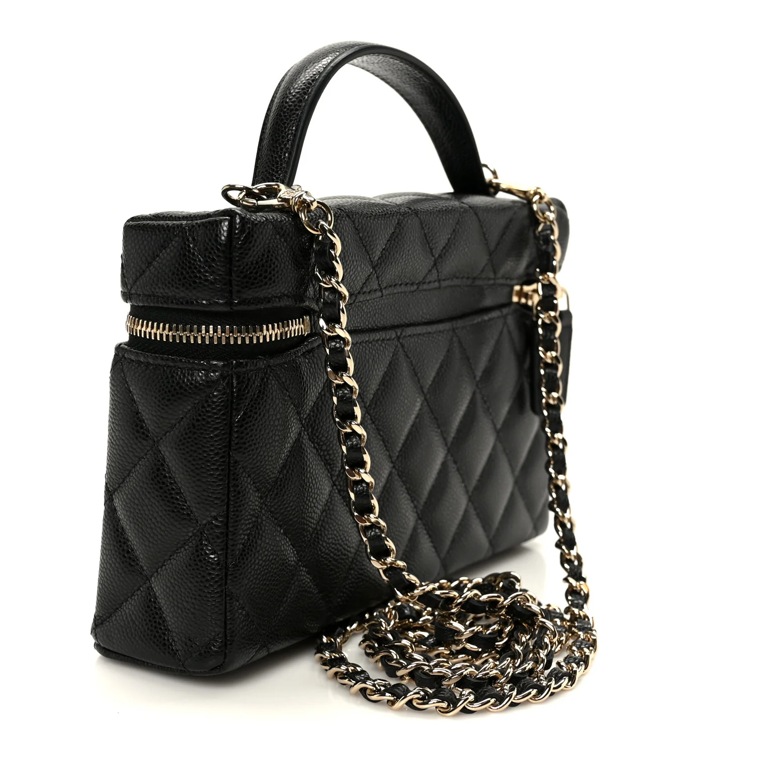 Caviar Quilted Top Handle Slim Vanity With Chain Black - Image 3