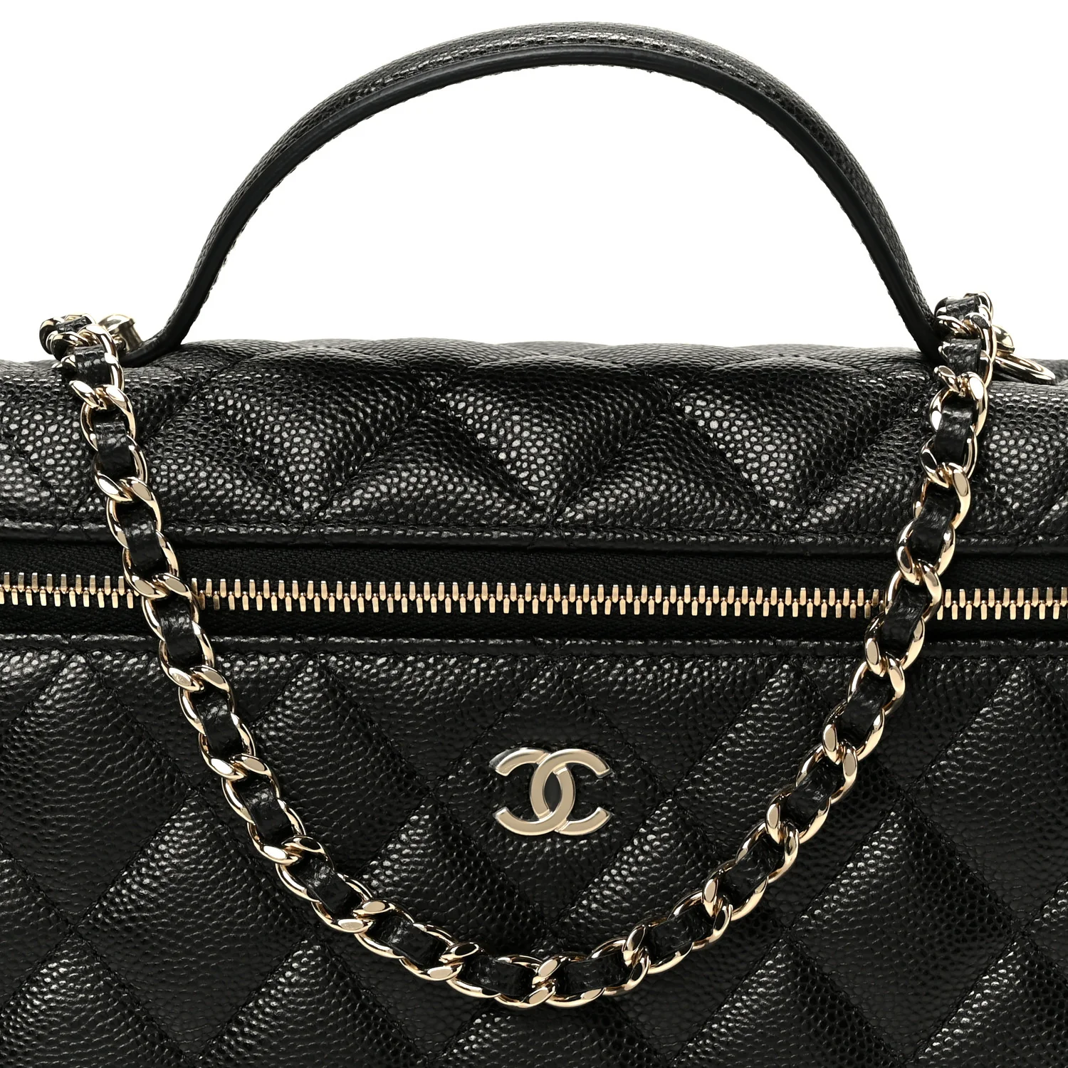 Caviar Quilted Top Handle Slim Vanity With Chain Black - Image 8