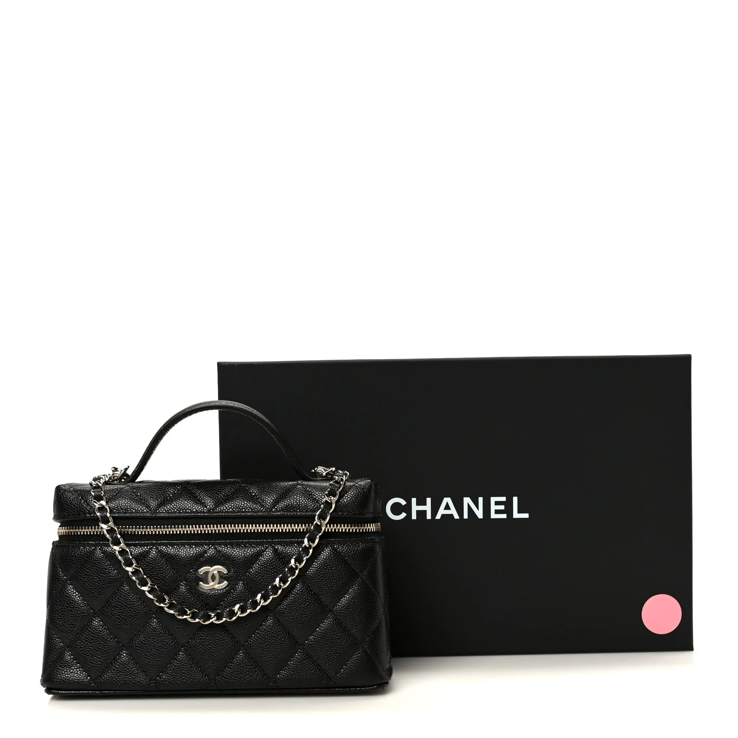 Caviar Quilted Top Handle Slim Vanity With Chain Black - Image 11