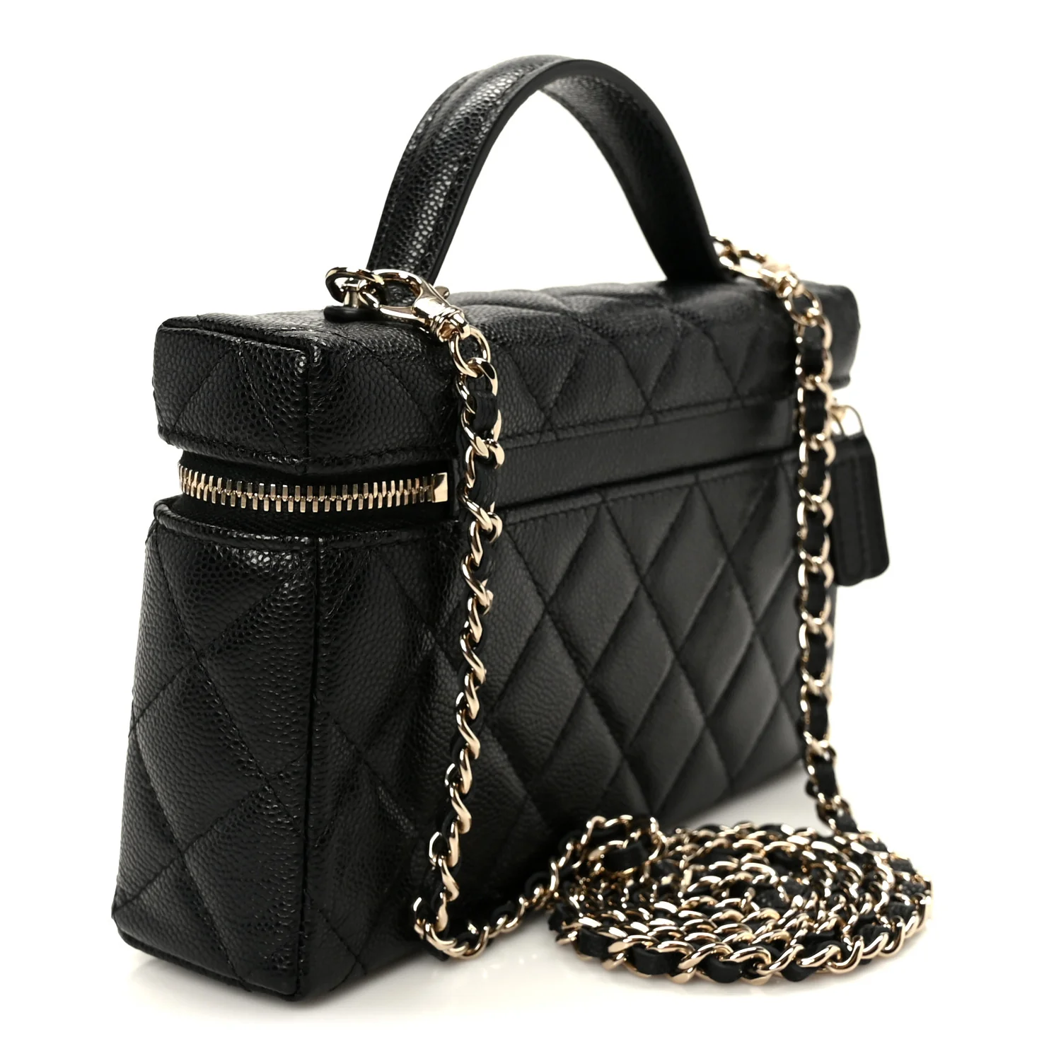 Caviar Quilted Top Handle Slim Vanity With Chain Black - Image 3