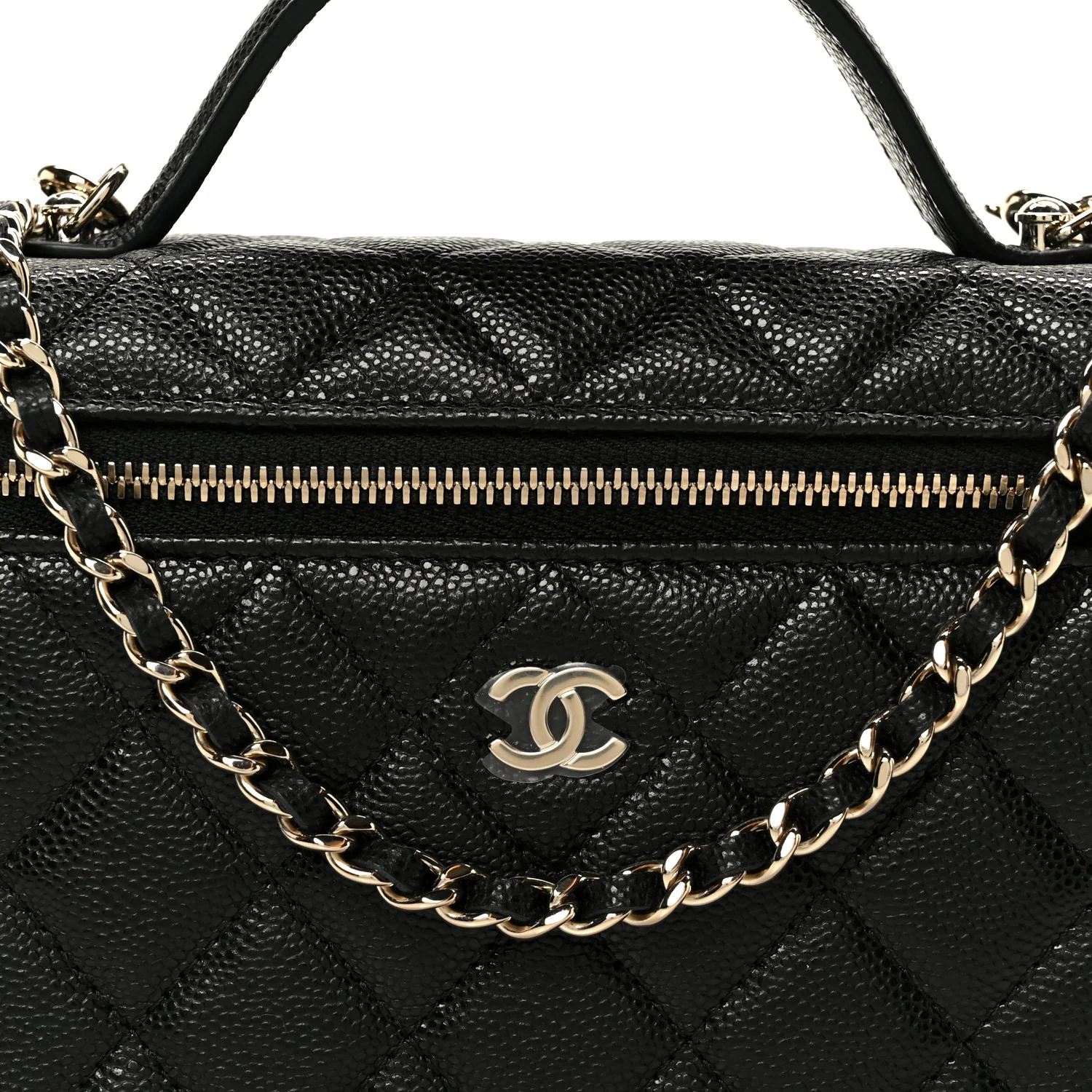 Caviar Quilted Top Handle Slim Vanity With Chain Black - Image 8