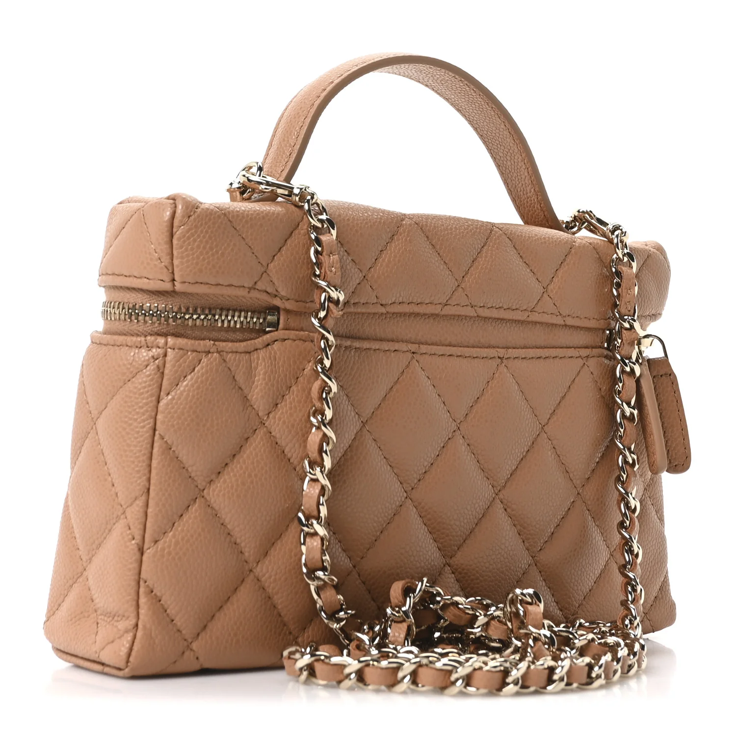 Caviar Quilted Top Handle Slim Vanity With Chain Brown - Image 3