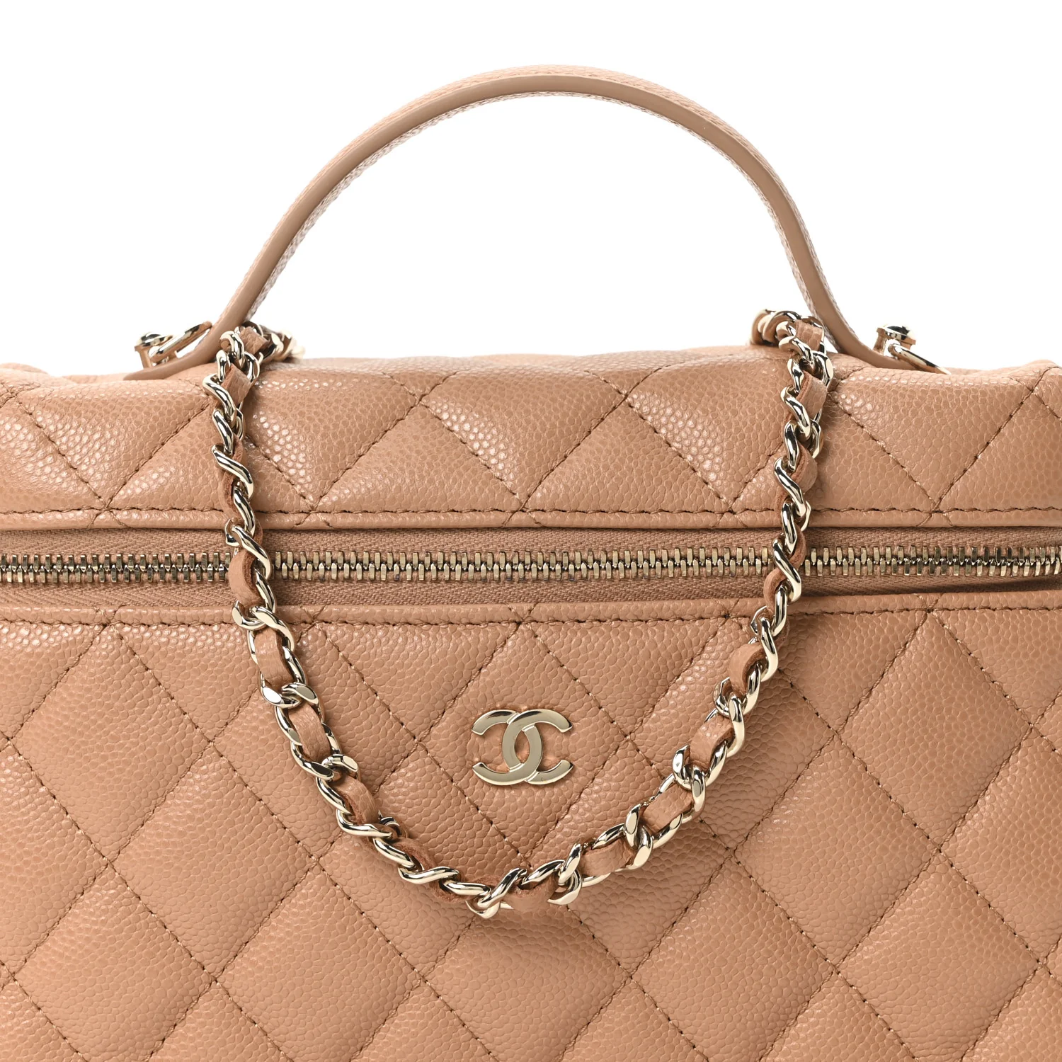 Caviar Quilted Top Handle Slim Vanity With Chain Brown - Image 8