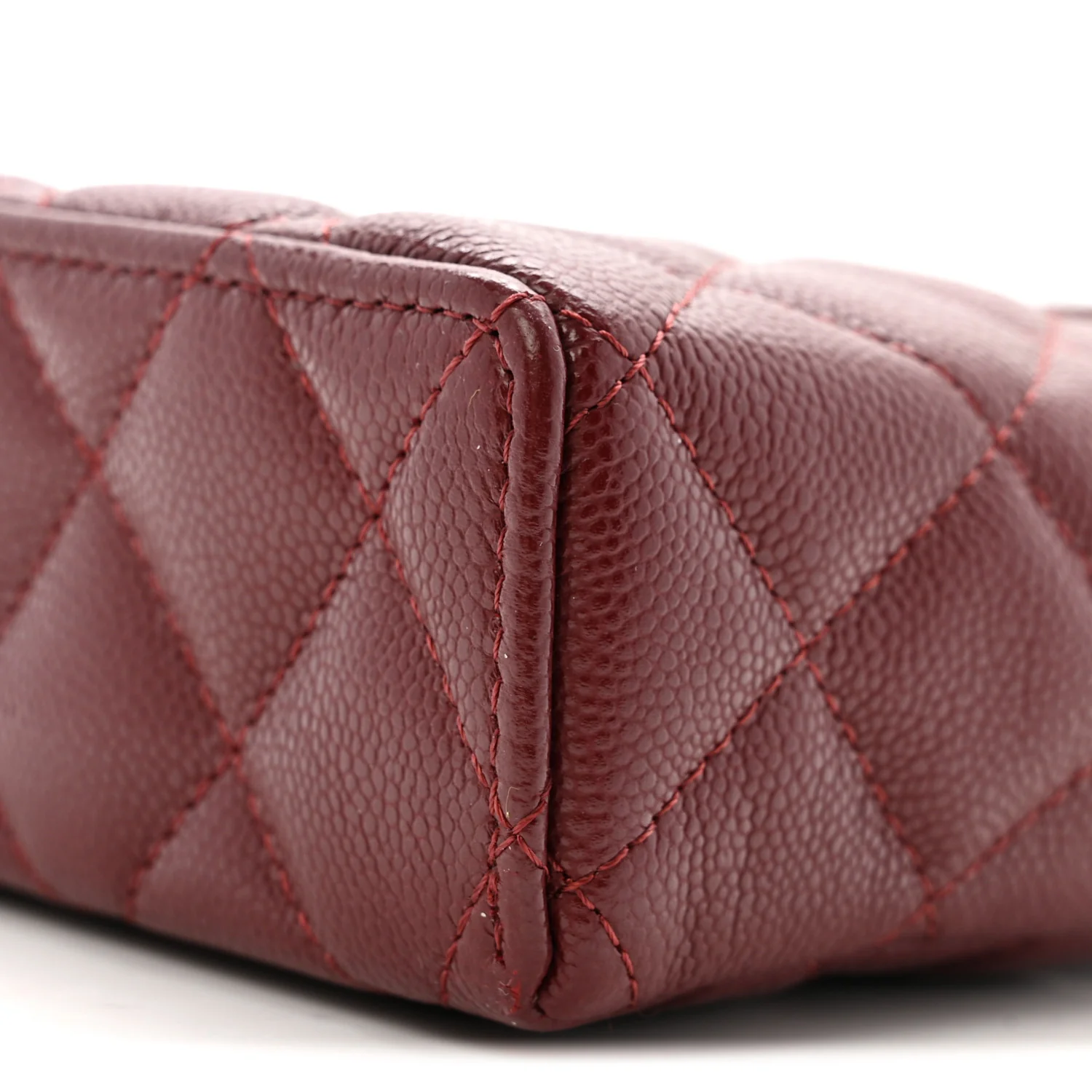 Caviar Quilted Top Handle Slim Vanity With Chain Burgundy - Image 10