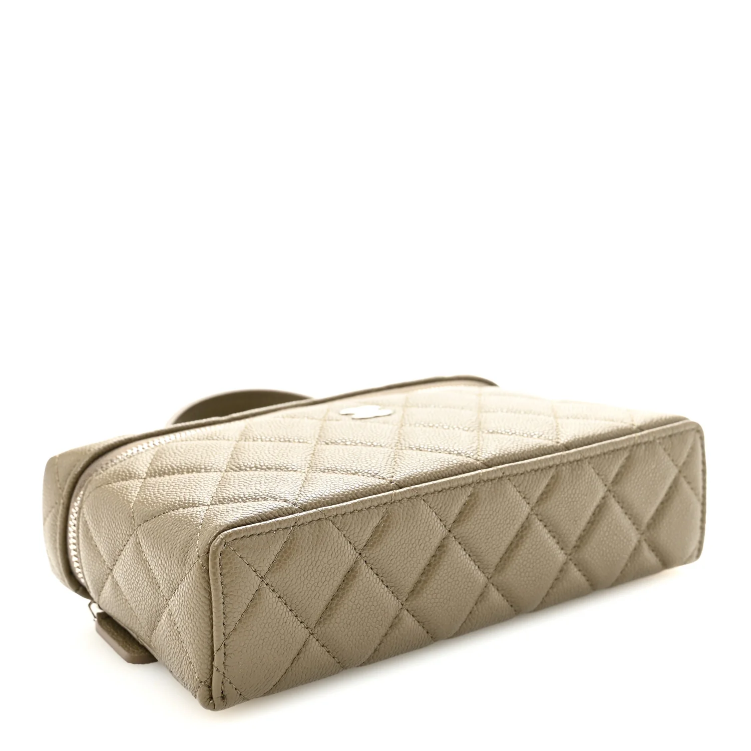 Caviar Quilted Top Handle Slim Vanity With Chain Dark Khaki - Image 5
