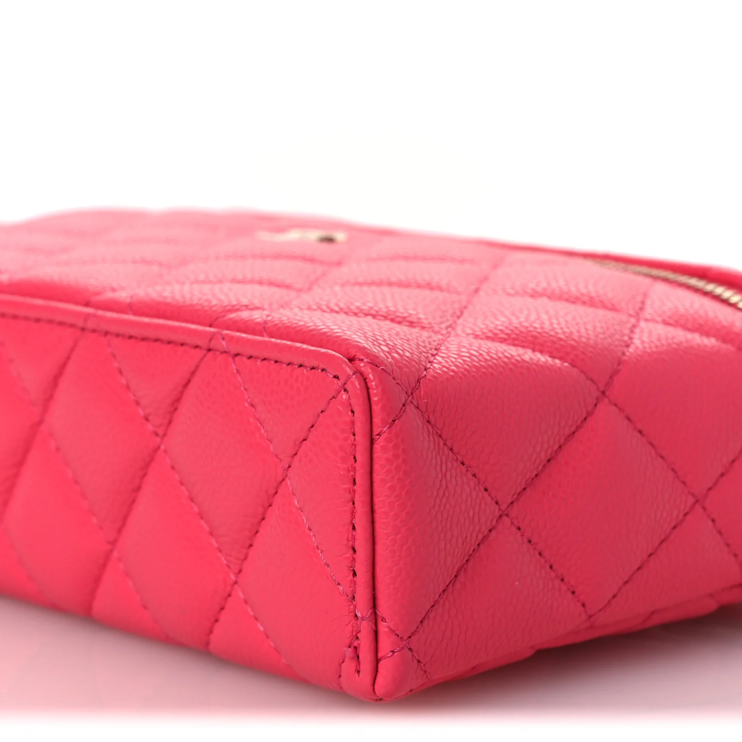 Caviar Quilted Top Handle Slim Vanity With Chain Fuchsia - Image 10