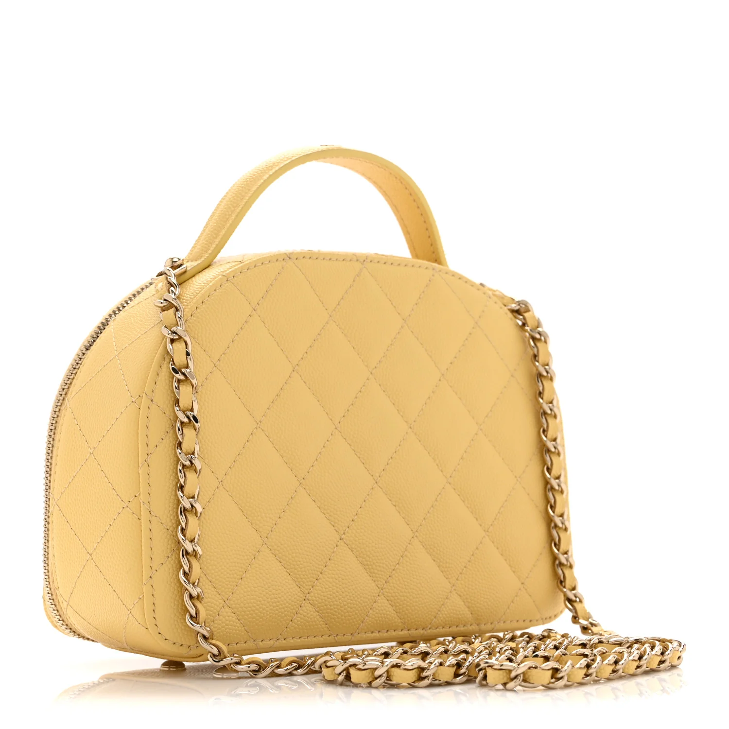 Caviar Quilted Top Handle Vanity Case Yellow - Image 3