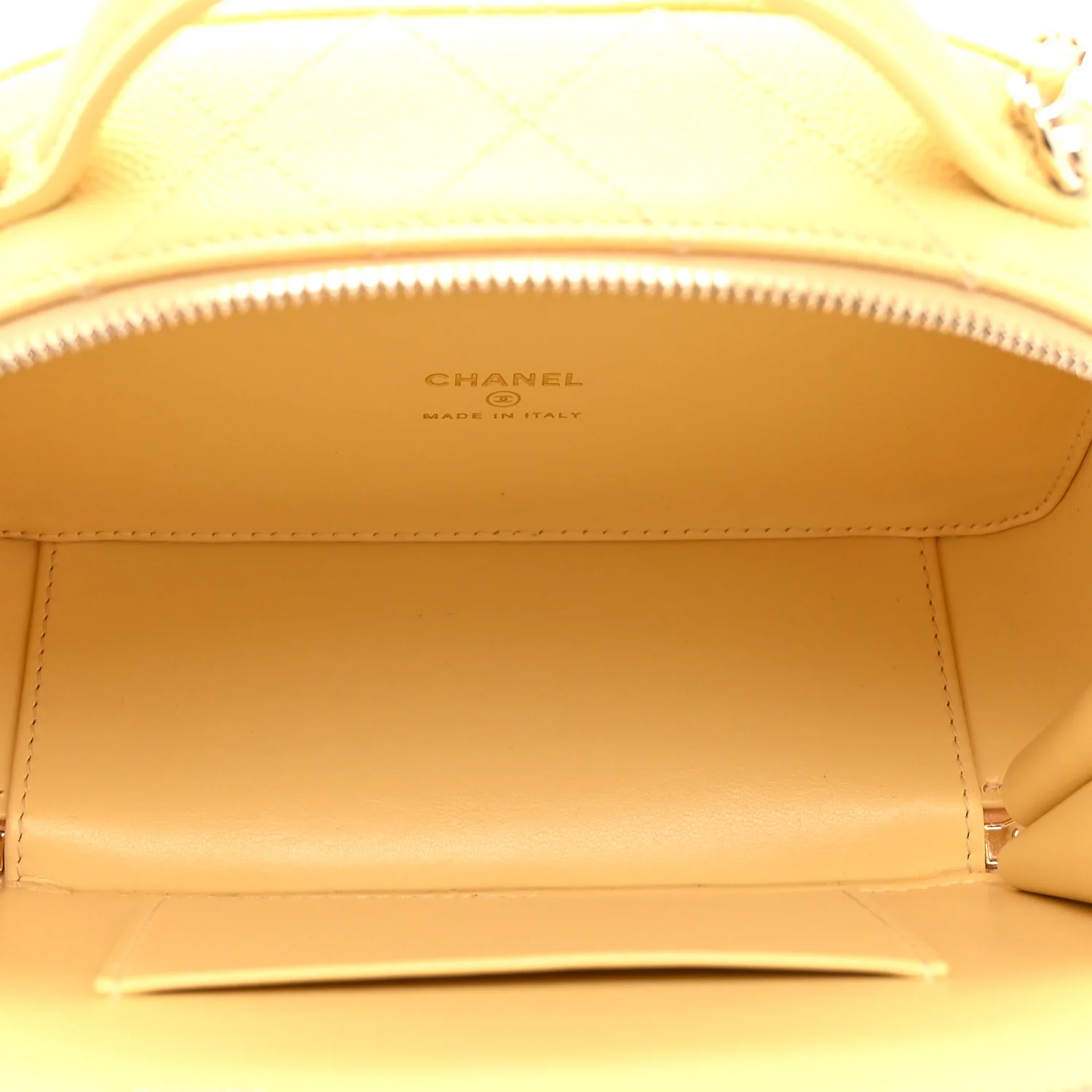 Caviar Quilted Top Handle Vanity Case Yellow - Image 5