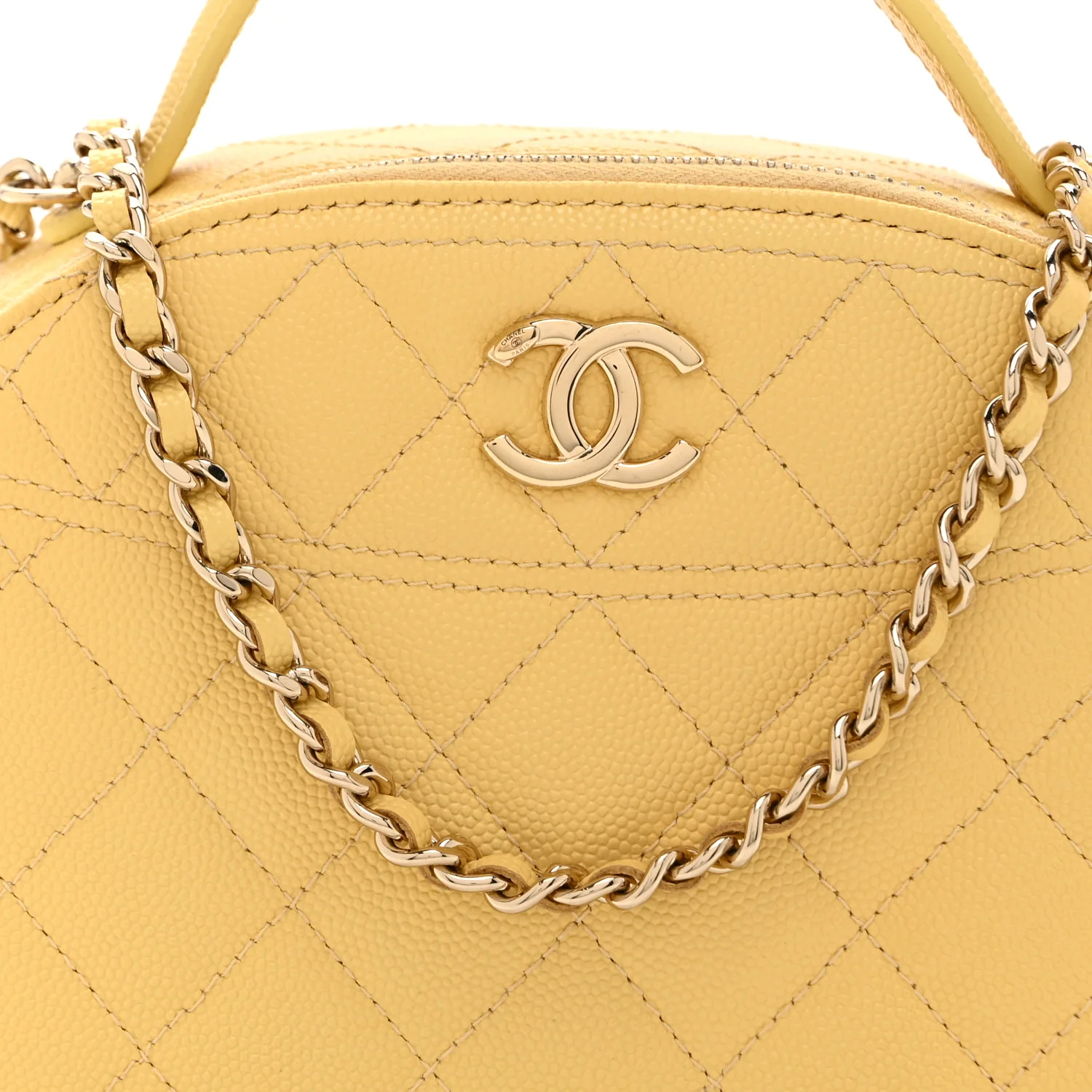 Caviar Quilted Top Handle Vanity Case Yellow - Image 8