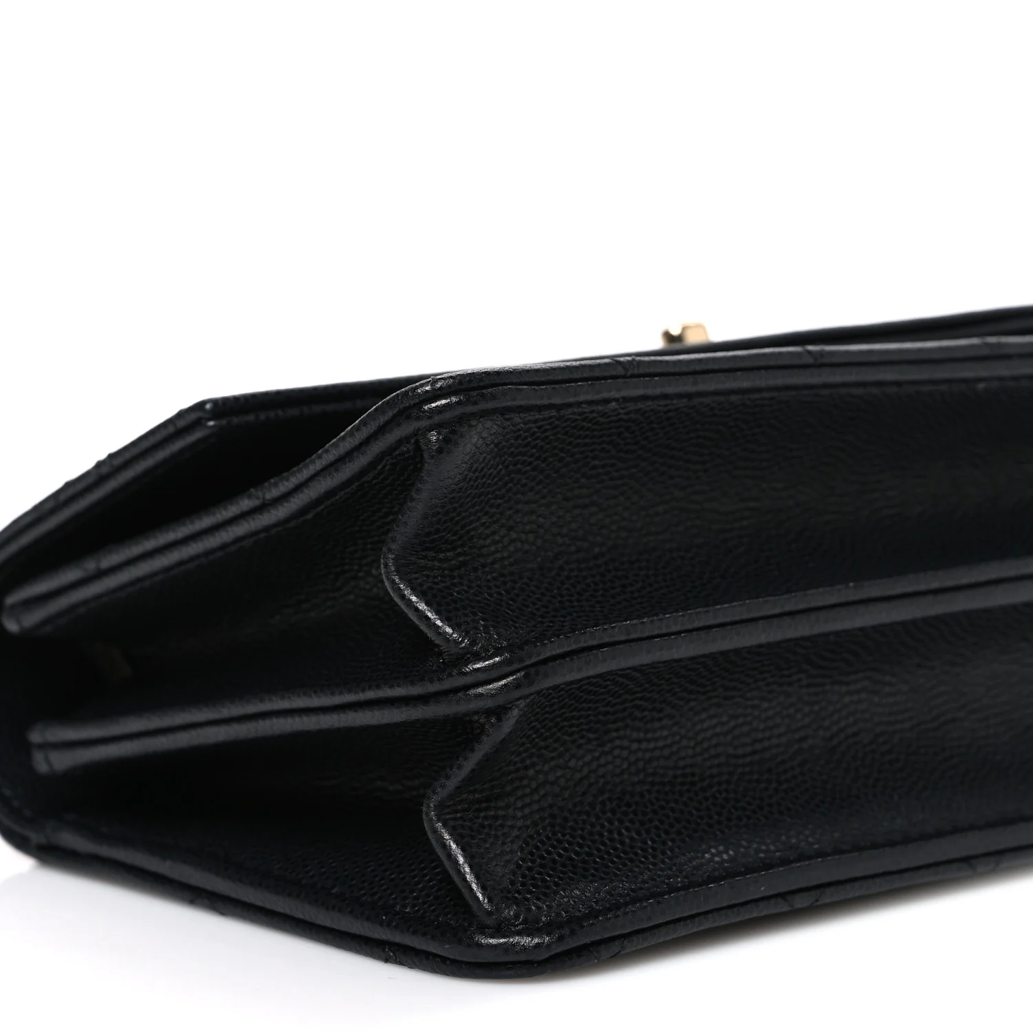Caviar Quilted Trendy Handle Clutch With Chain Black - Image 10