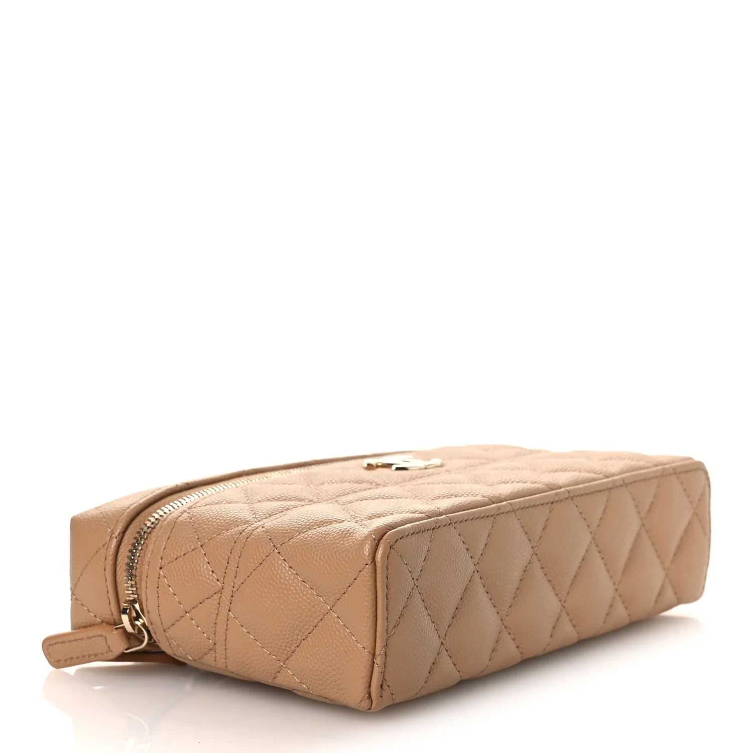 Caviar Quilted Trendy Handle Slim Vanity Beige - Image 4