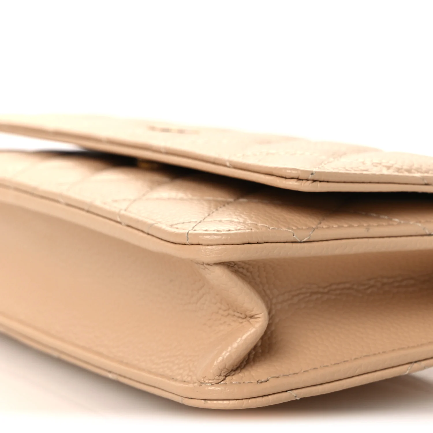 Caviar Quilted Wallet on Chain WOC Beige - Image 11