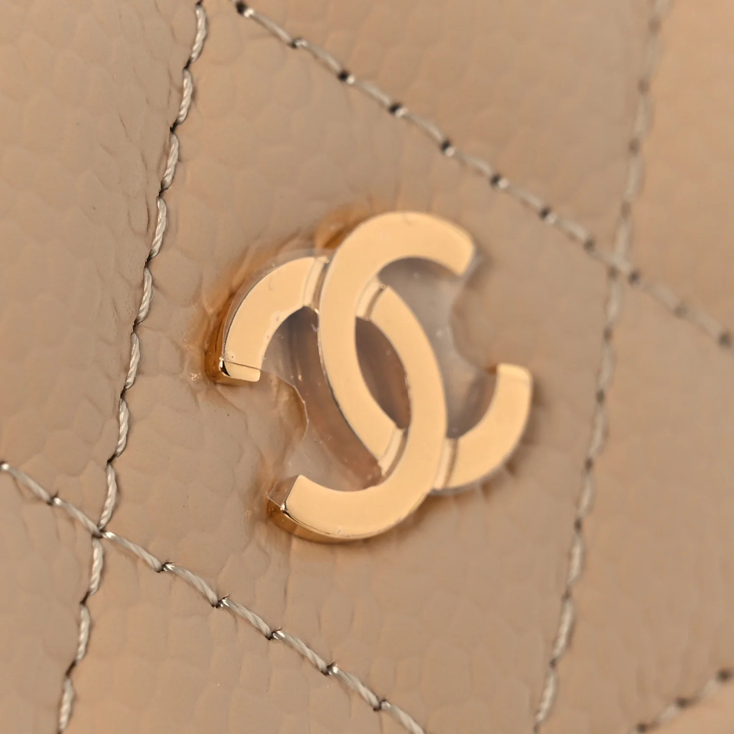 Caviar Quilted Wallet on Chain WOC Beige - Image 12