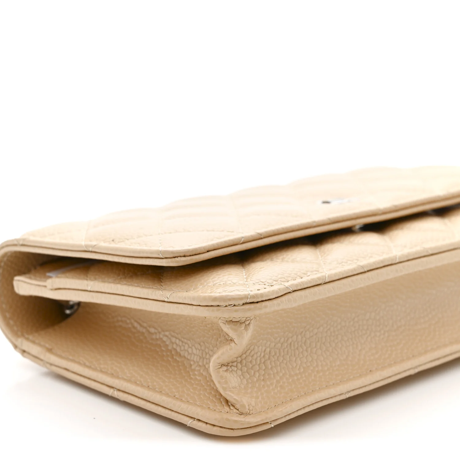 Caviar Quilted Wallet on Chain WOC Beige - Image 10