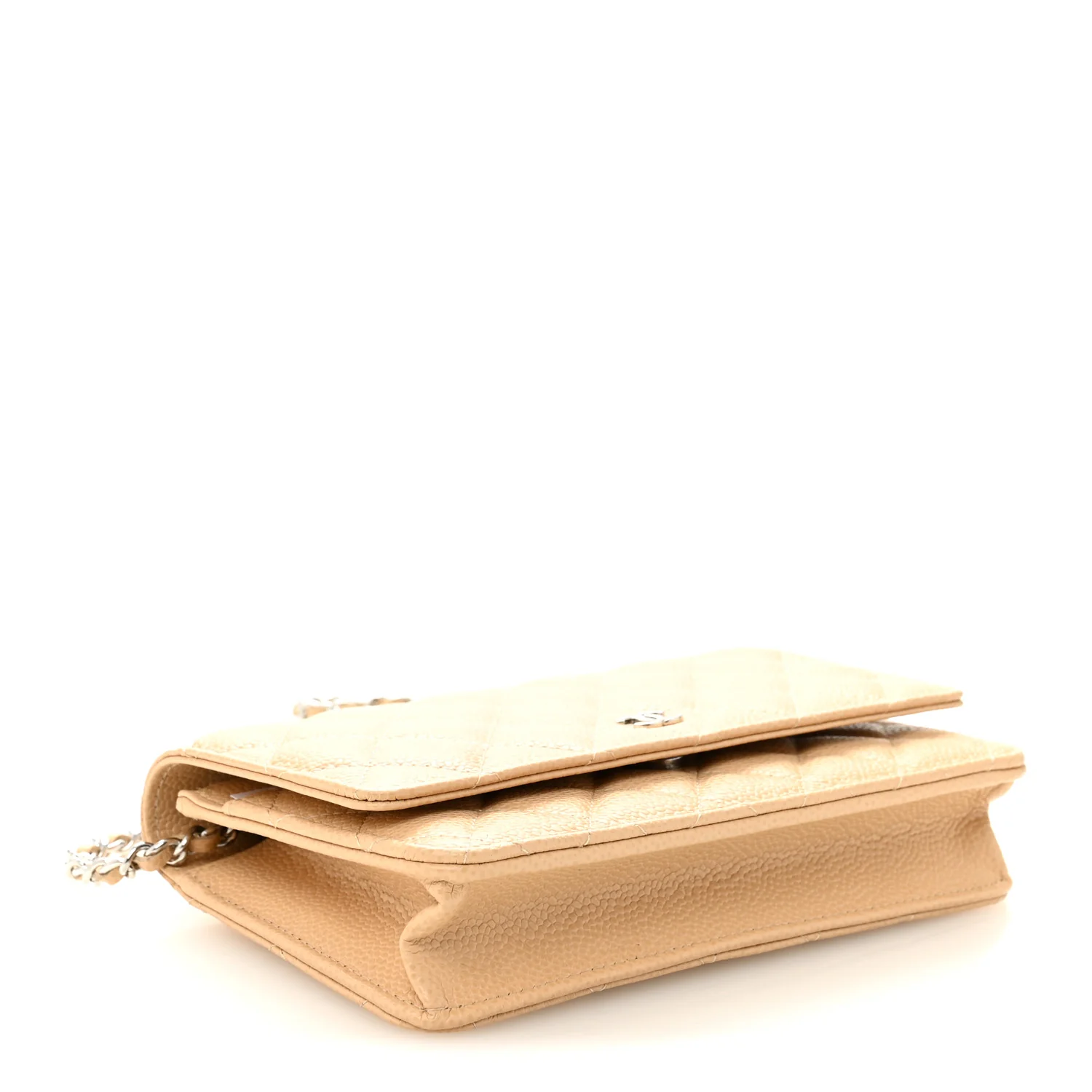 Caviar Quilted Wallet on Chain WOC Beige - Image 4