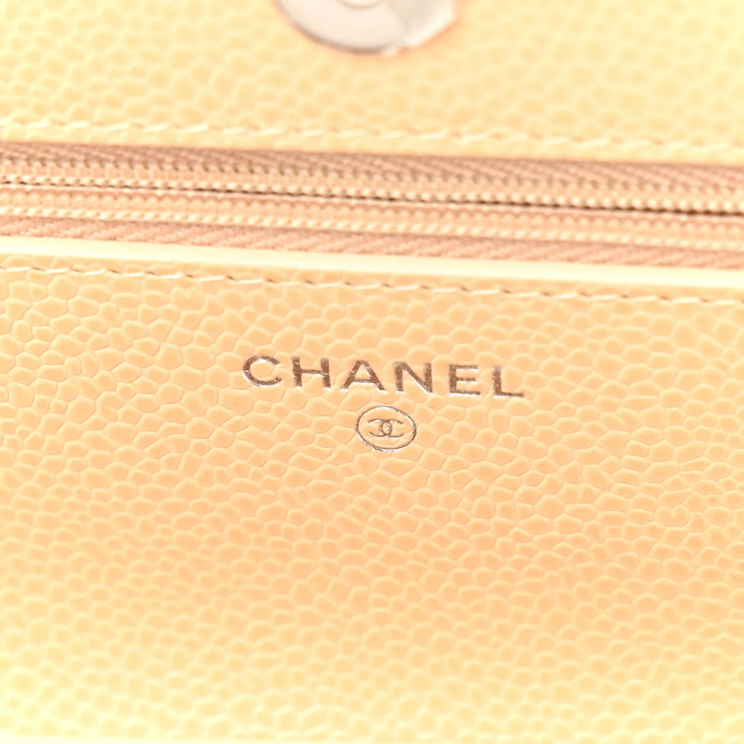 Caviar Quilted Wallet on Chain WOC Beige - Image 6