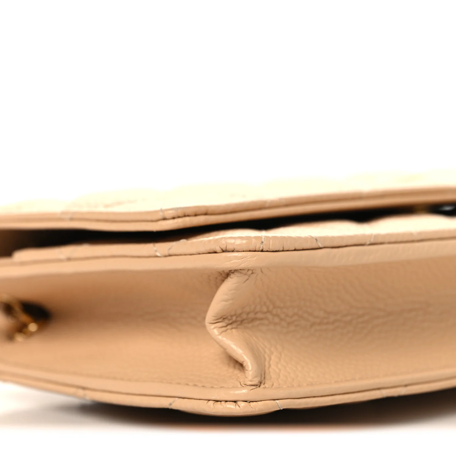 Caviar Quilted Wallet on Chain WOC Beige - Image 10