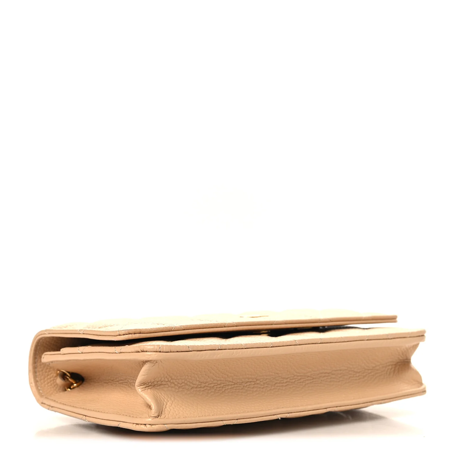 Caviar Quilted Wallet on Chain WOC Beige - Image 4